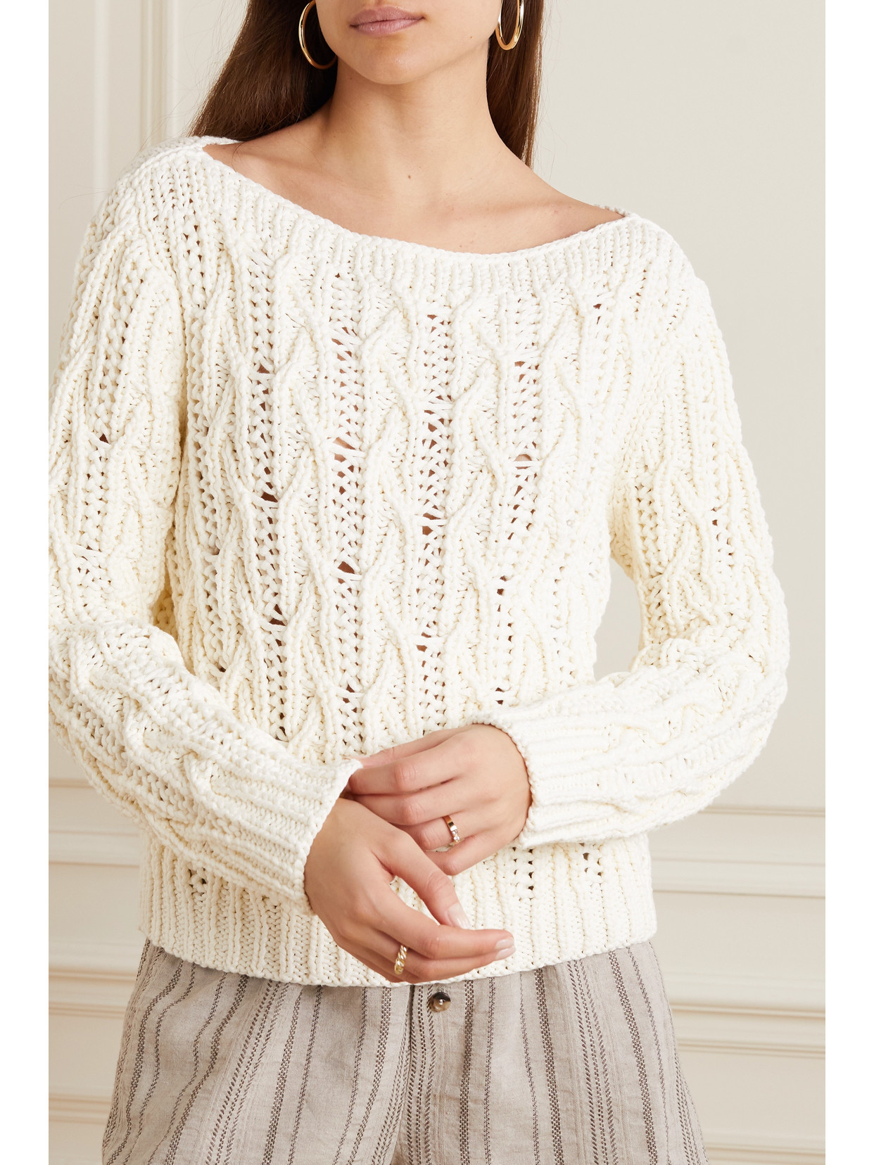 Cable-Knit Cashmere-Blend Sweater