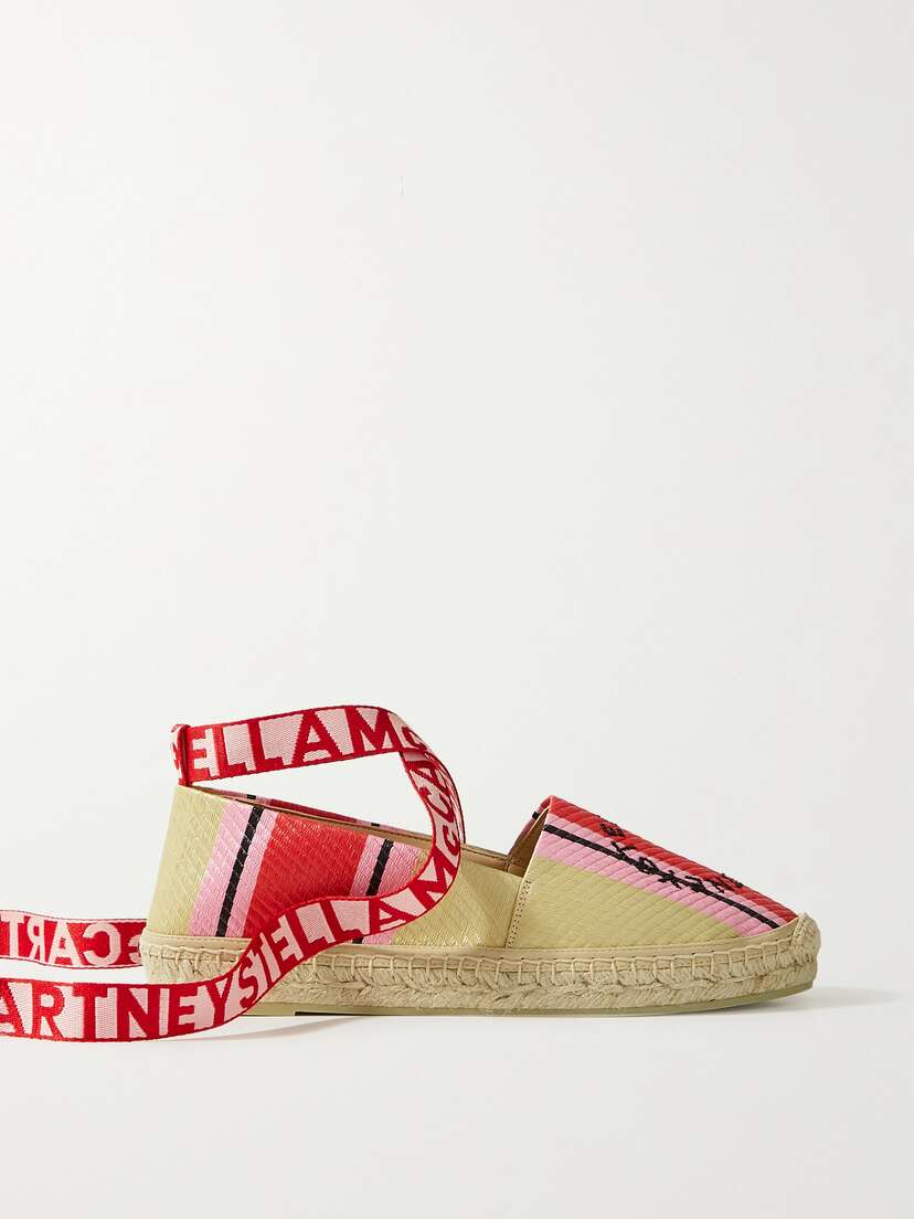 Stella McCartney + Net Sustain Gaia Embroidered Striped Raffia Espadrilles