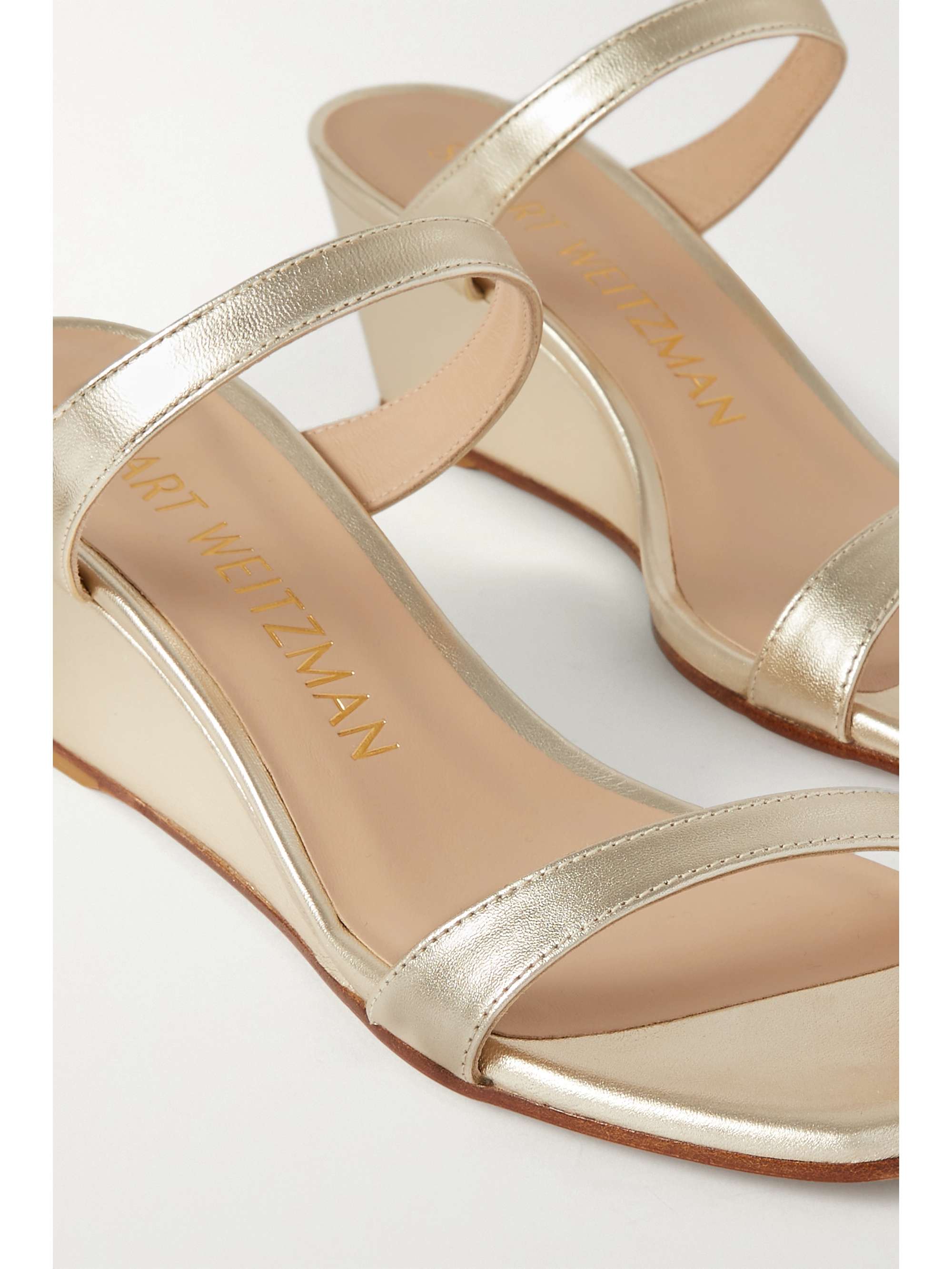 STUART WEITZMAN Aleena metallic leather wedge sandals