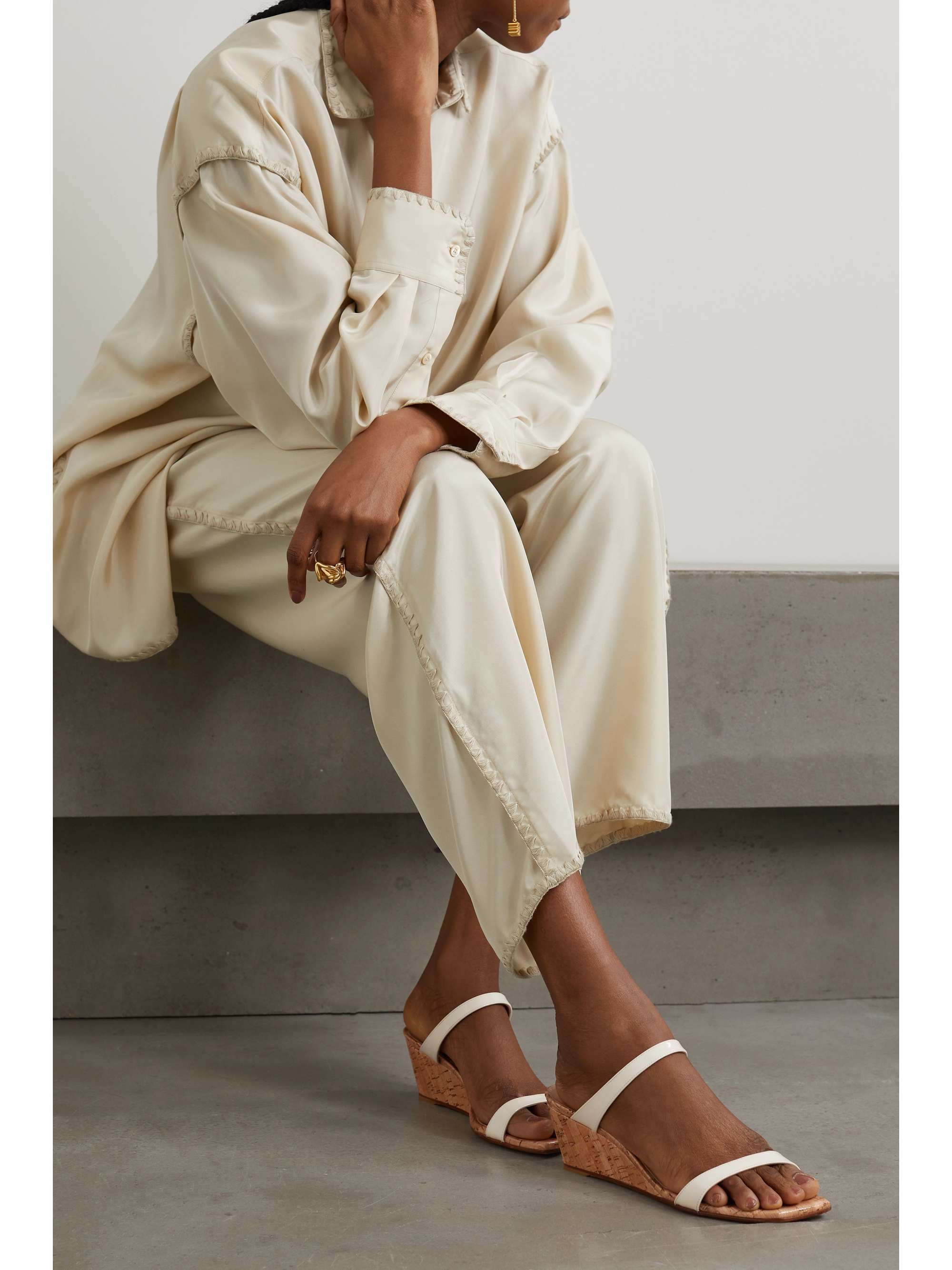 STUART WEITZMAN Aleena patent-leather wedge sandals