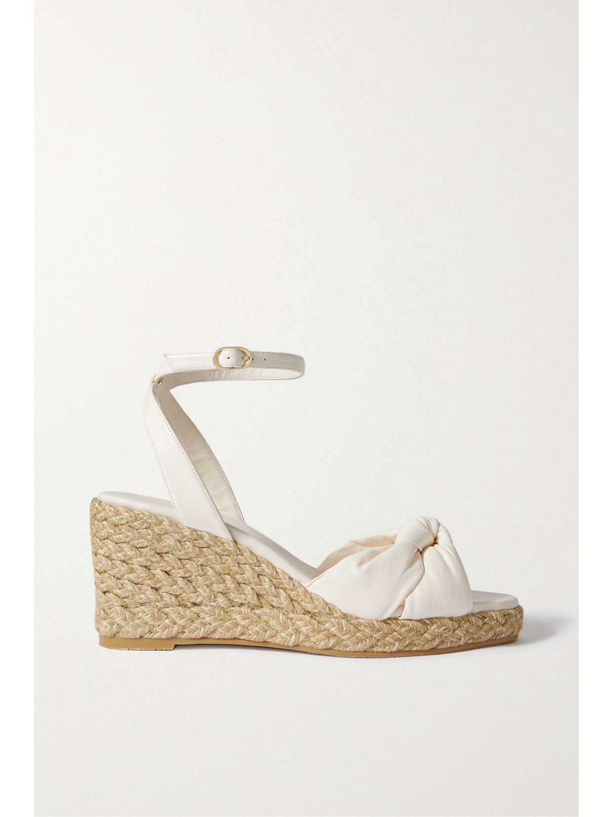 Stuart Weitzman - Playa Knotted Leather Espadrille Wedge Sandals - Ivory