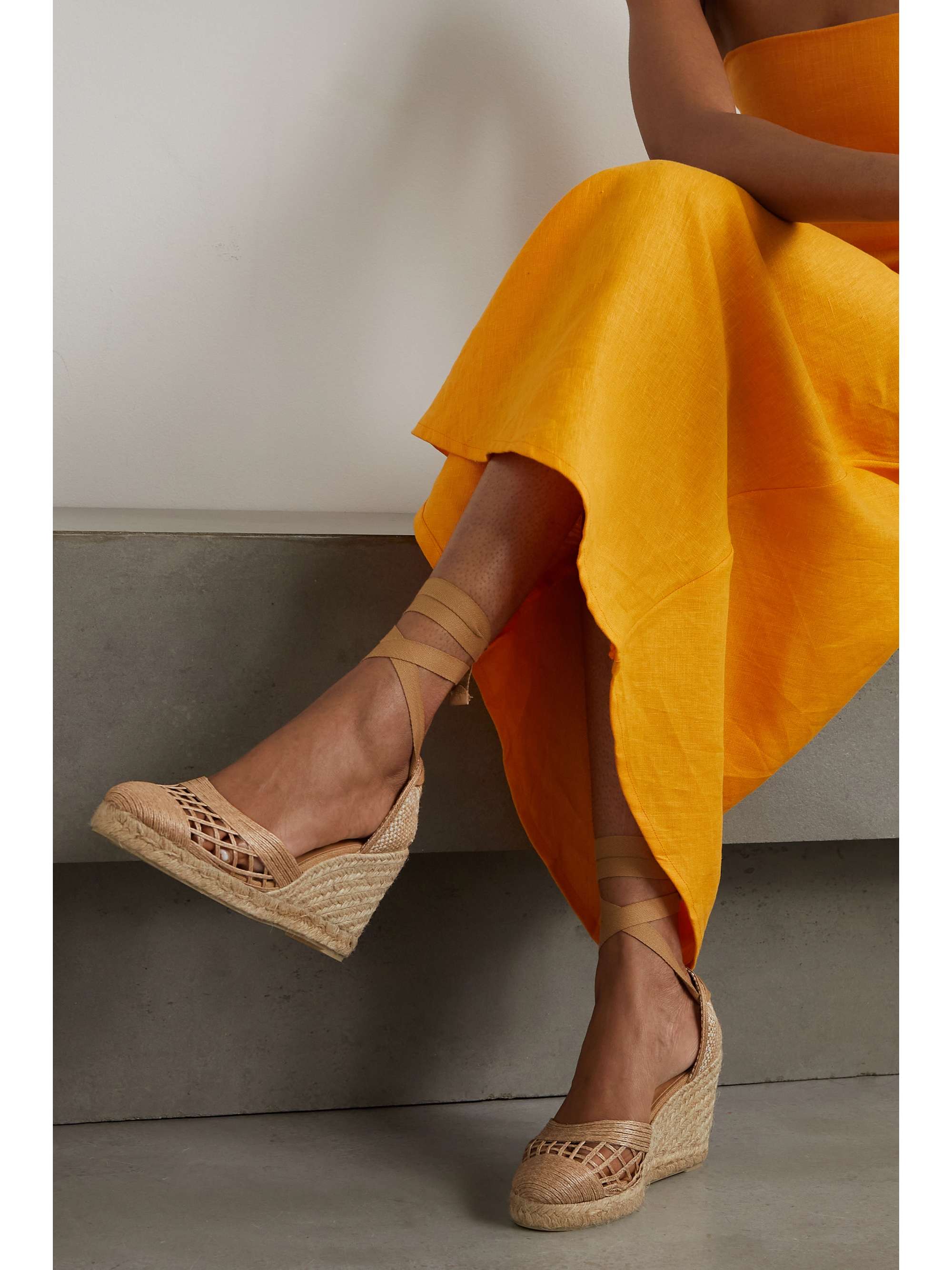 CASTAÑER + NET SUSTAIN Caracas raffia wedge espadrilles
