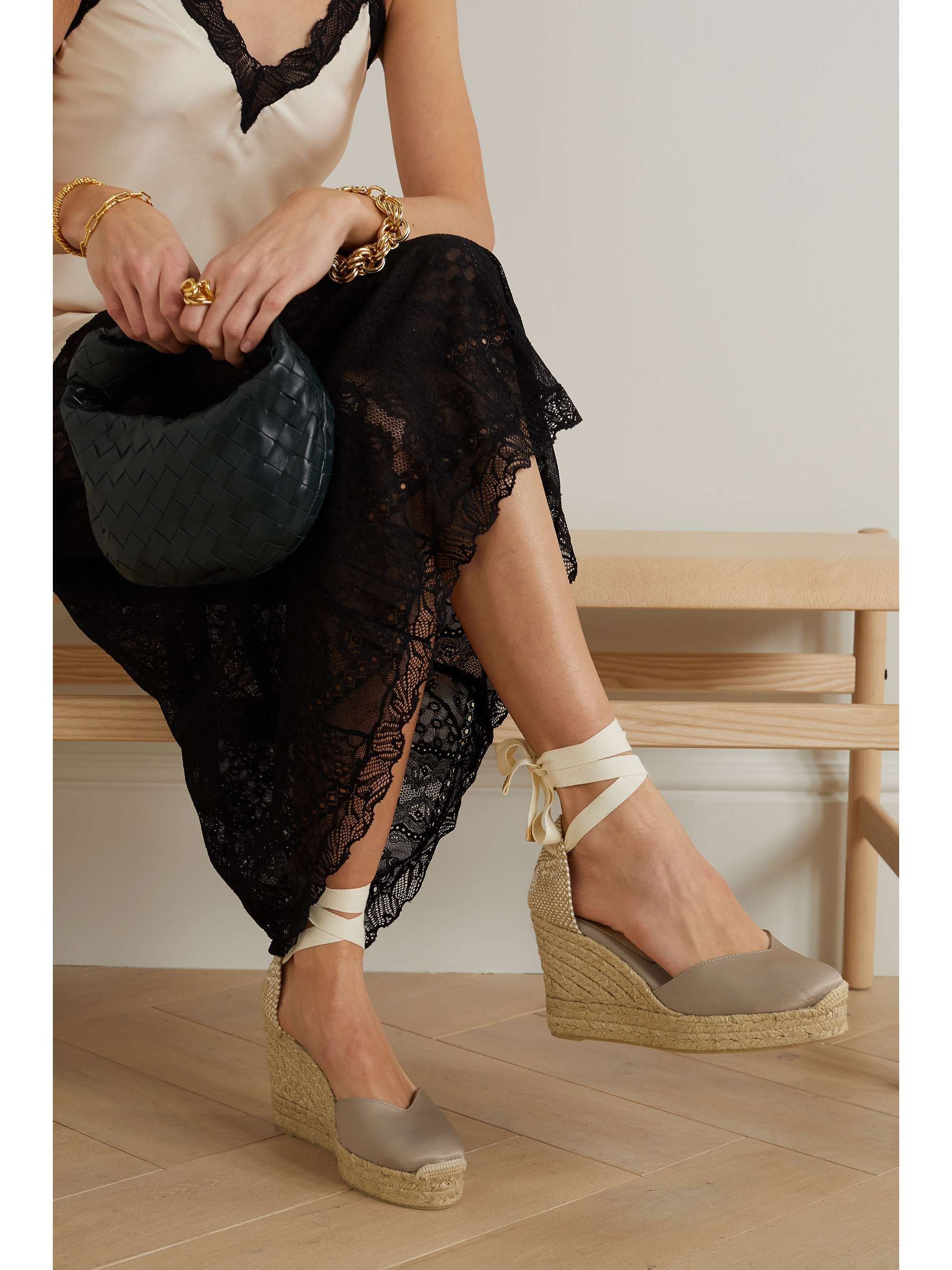 + NET SUSTAIN Chiara 80 canvas wedge espadrilles