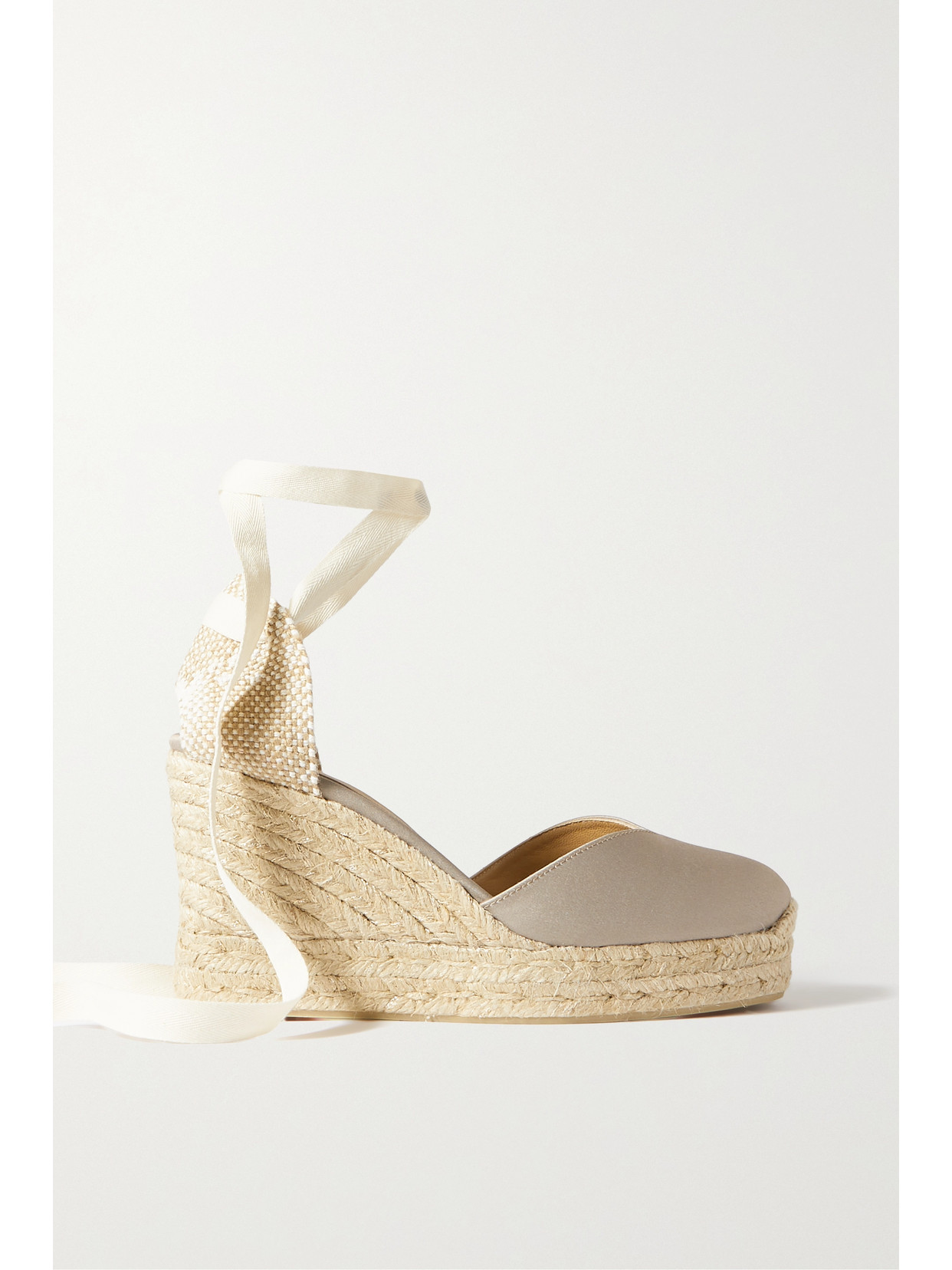 Castañer + Net Sustain Chiara 80 Satin And Canvas Wedge Espadrilles - Gold