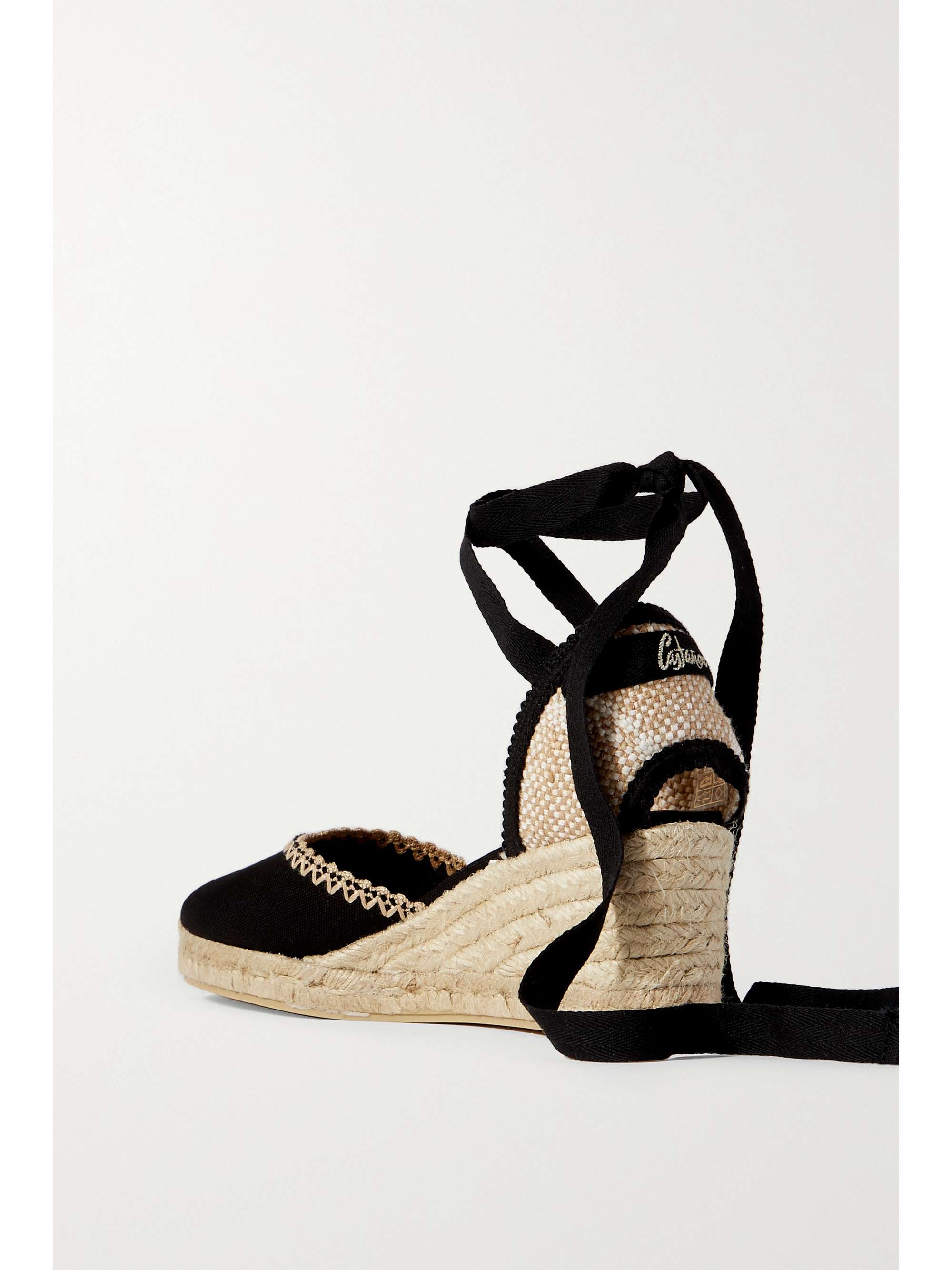 CASTAÑER + NET SUSTAIN Comin 60 embroidered canvas wedge espadrilles