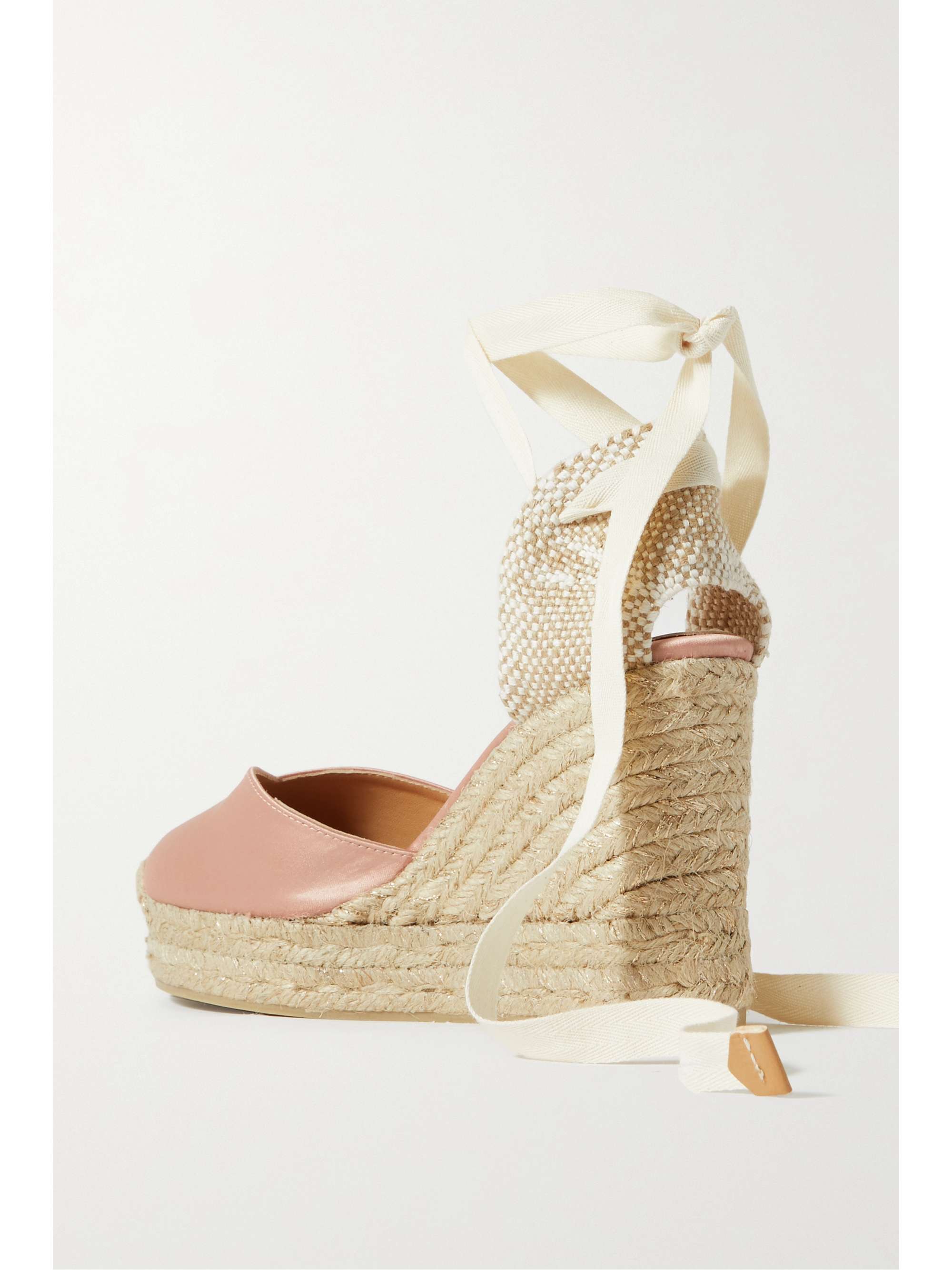 CASTAÑER + NET SUSTAIN Chiara 80 satin and canvas wedge espadrilles