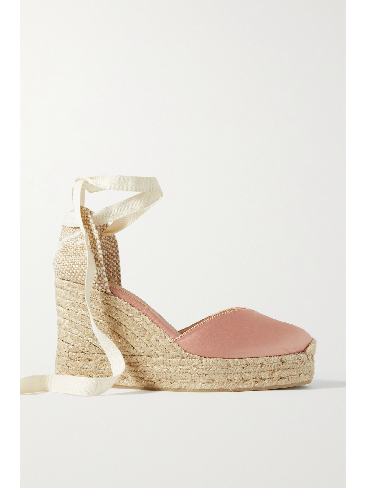 Castañer + Net Sustain Chiara 80 Satin And Canvas Wedge Espadrilles - Pink
