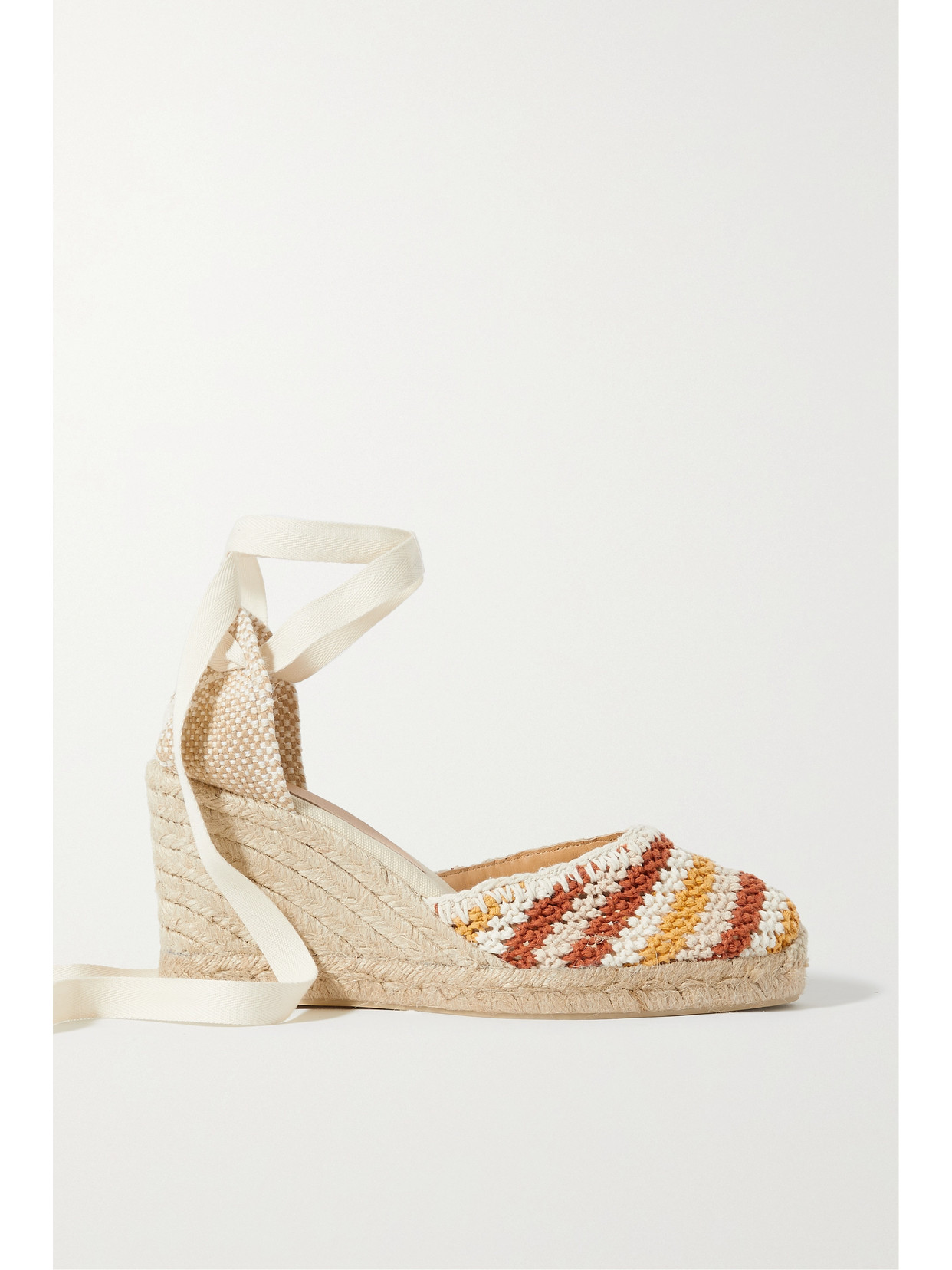 Castañer + Net Sustain Carina 80 Canvas And Crochet-knit Wedge Espadrilles - Neutrals