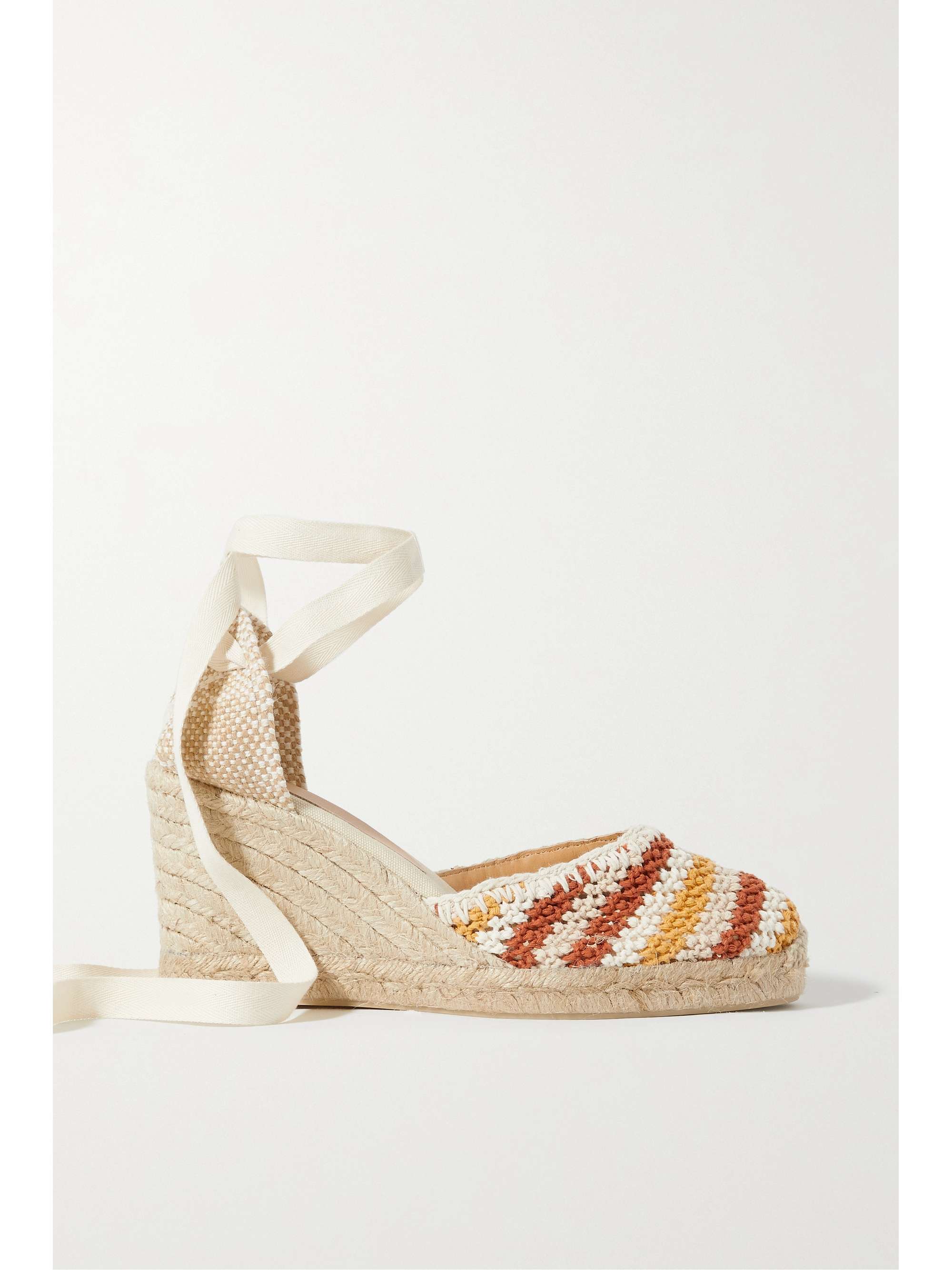 CASTAÑER + NET SUSTAIN Carina 80 canvas and crochet-knit wedge ...