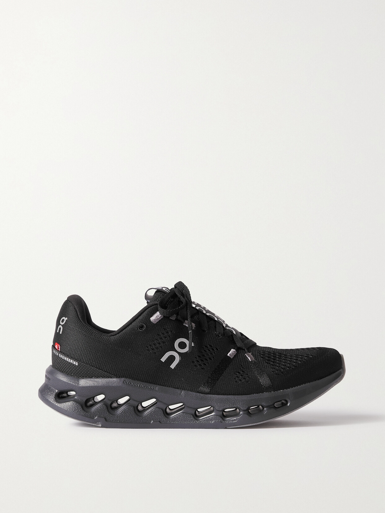 On-running Cloudsurfer Webbing-trimmed Stretch-knit Sneakers In All Black F