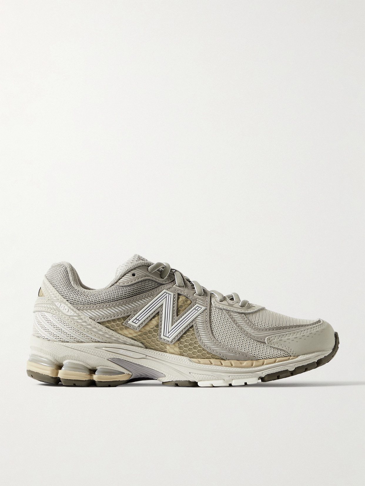 New Balance - 860v2 Leather-trimmed Mesh Sneakers - Gray