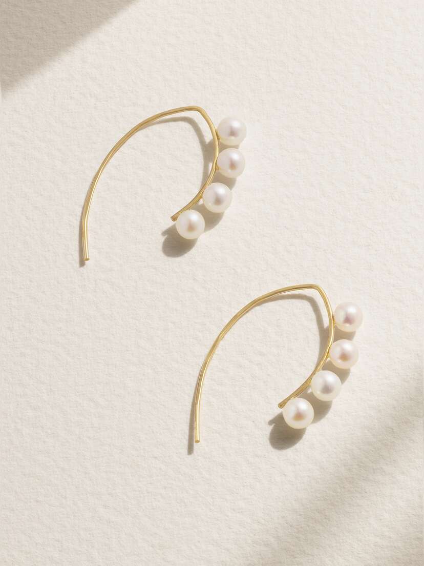 Melissa Joy Manning Wishbone 14-karat Recycled Gold Pearl Earrings
