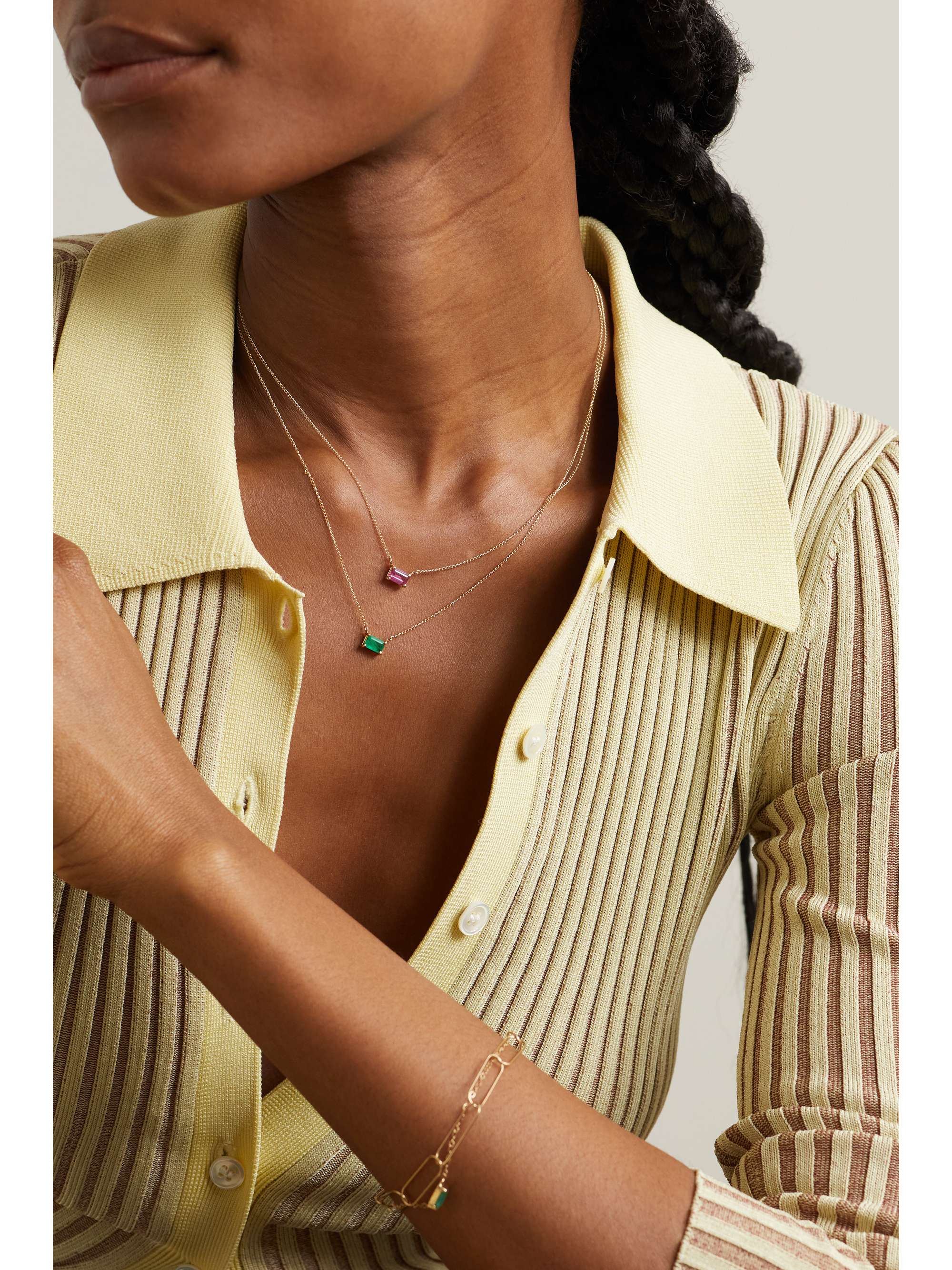MELISSA JOY MANNING 14-karat recycled gold emerald necklace