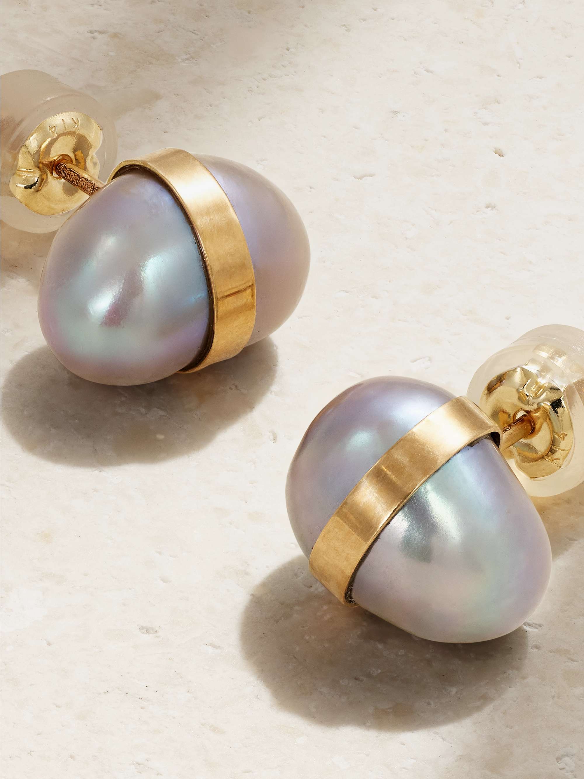 MELISSA JOY MANNING 14-karat recycled gold pearl earrings