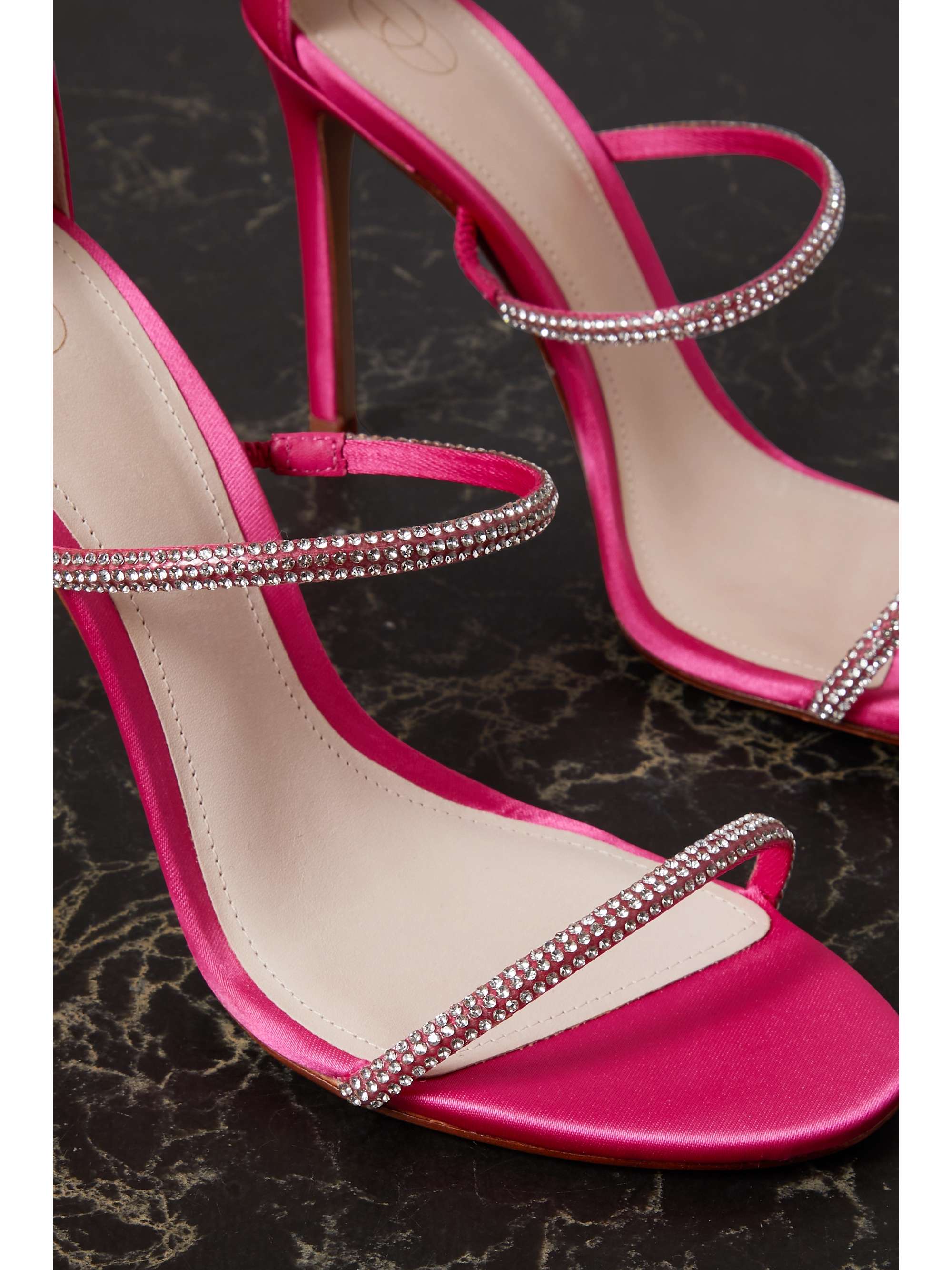 PORTE & PAIRE Crystal-embellished satin sandals
