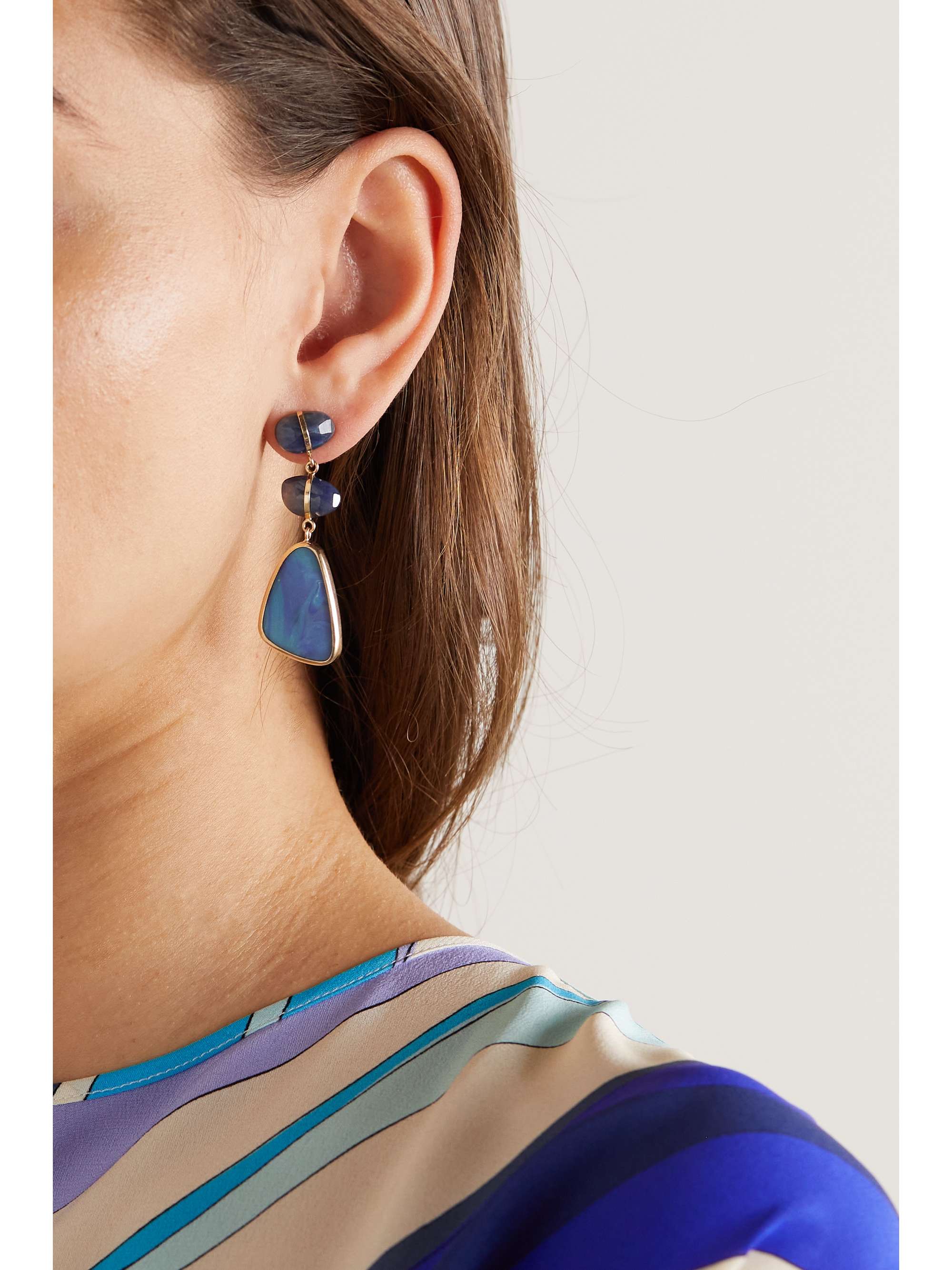 MELISSA JOY MANNING 14-karat recycled gold, sapphire and opal earrings