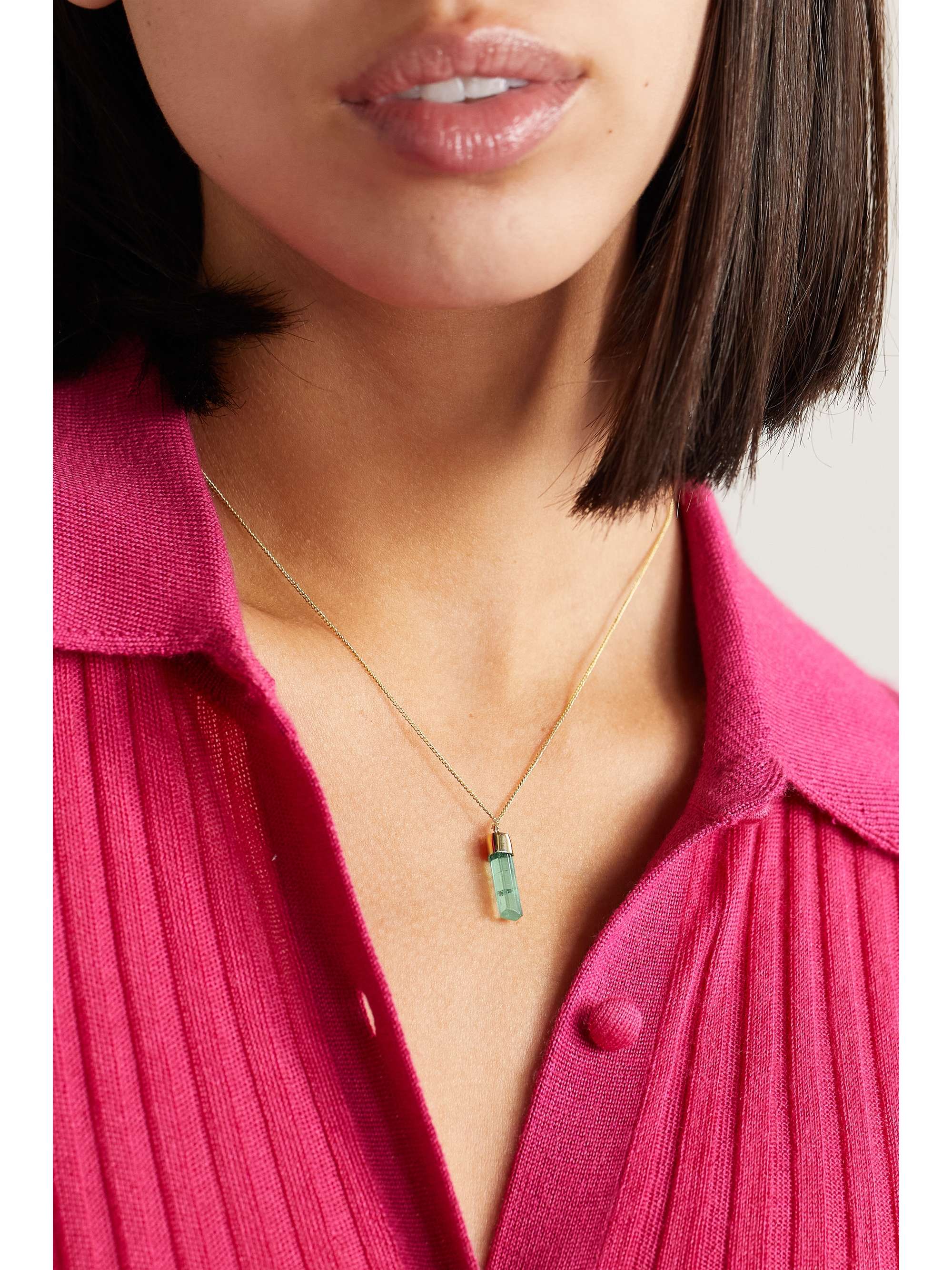 MELISSA JOY MANNING 14-karat recycled gold tourmaline necklace