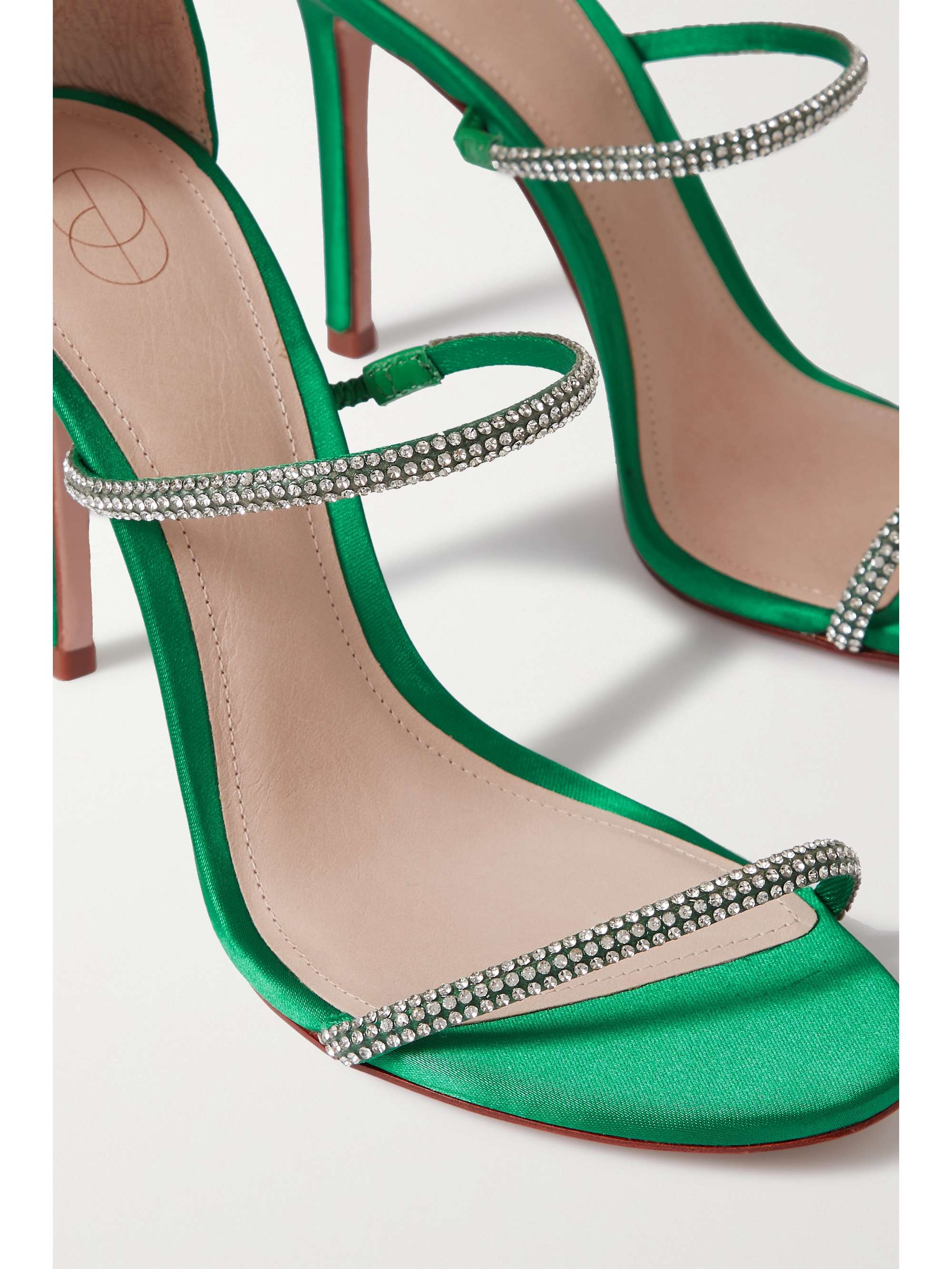 PORTE & PAIRE Crystal-embellished satin sandals