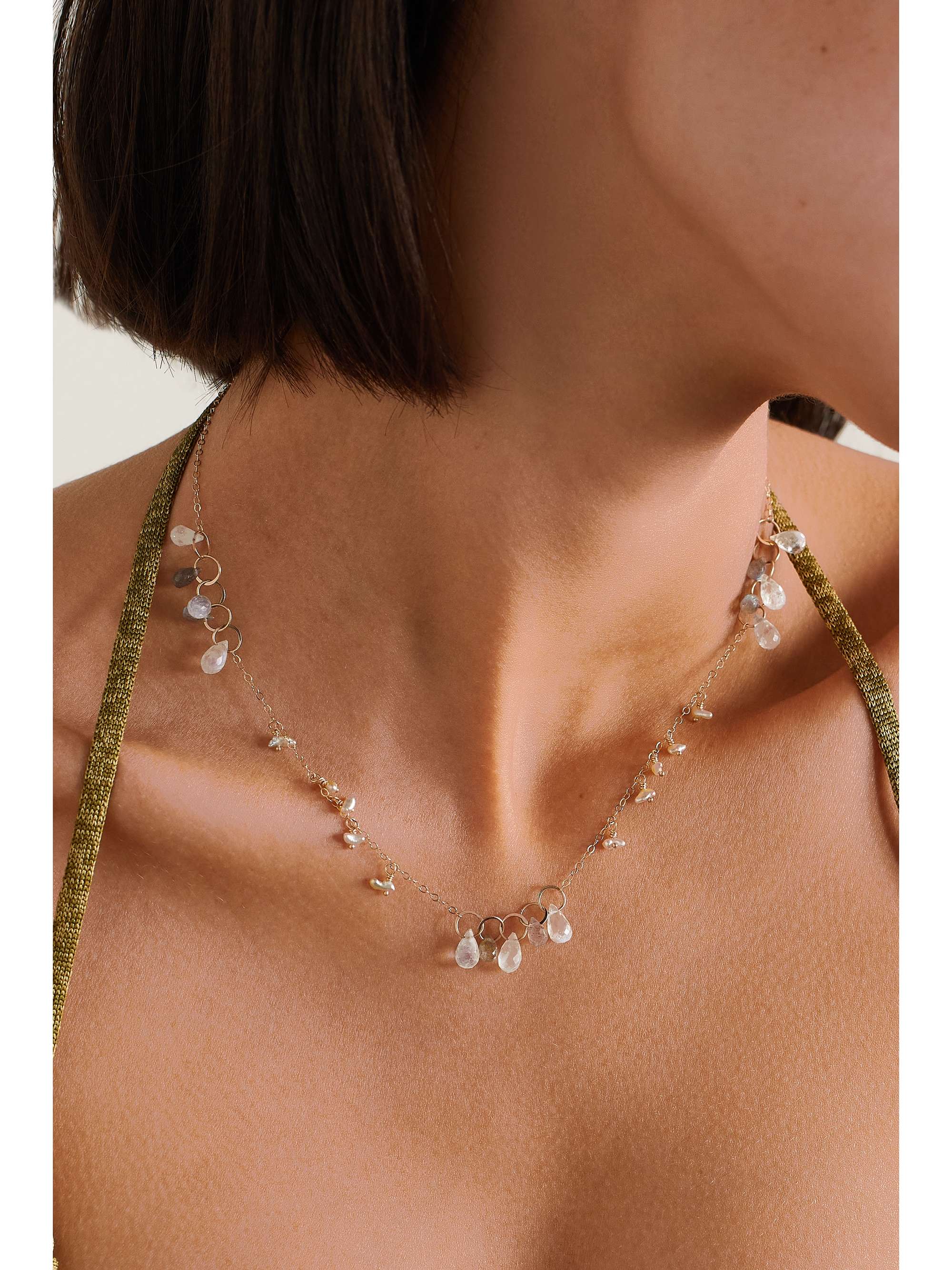 MELISSA JOY MANNING 14 karat recycled gold multi stone necklace