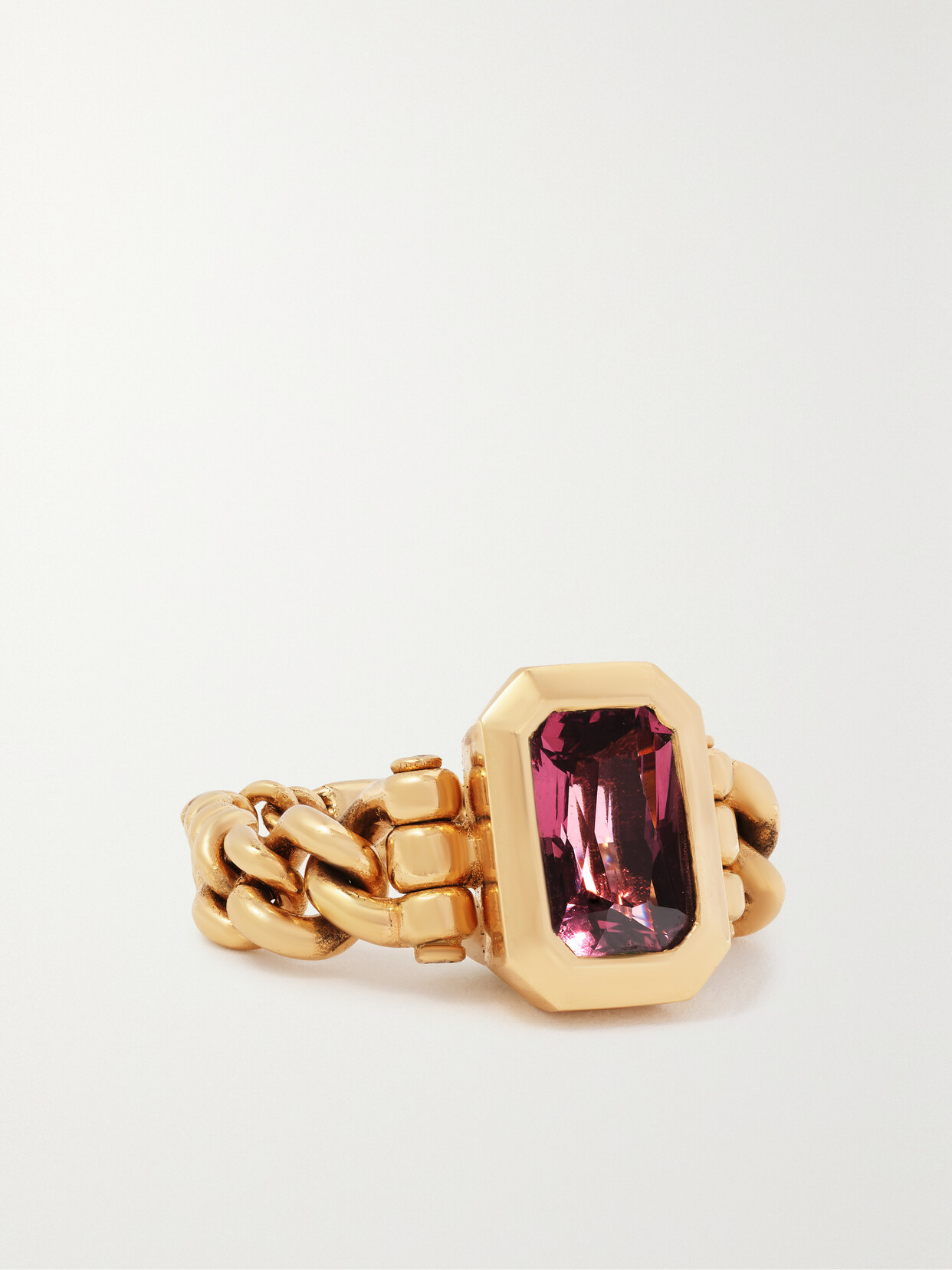 MAOR - Curb Chain 18-karat Gold Tourmaline Ring - 6