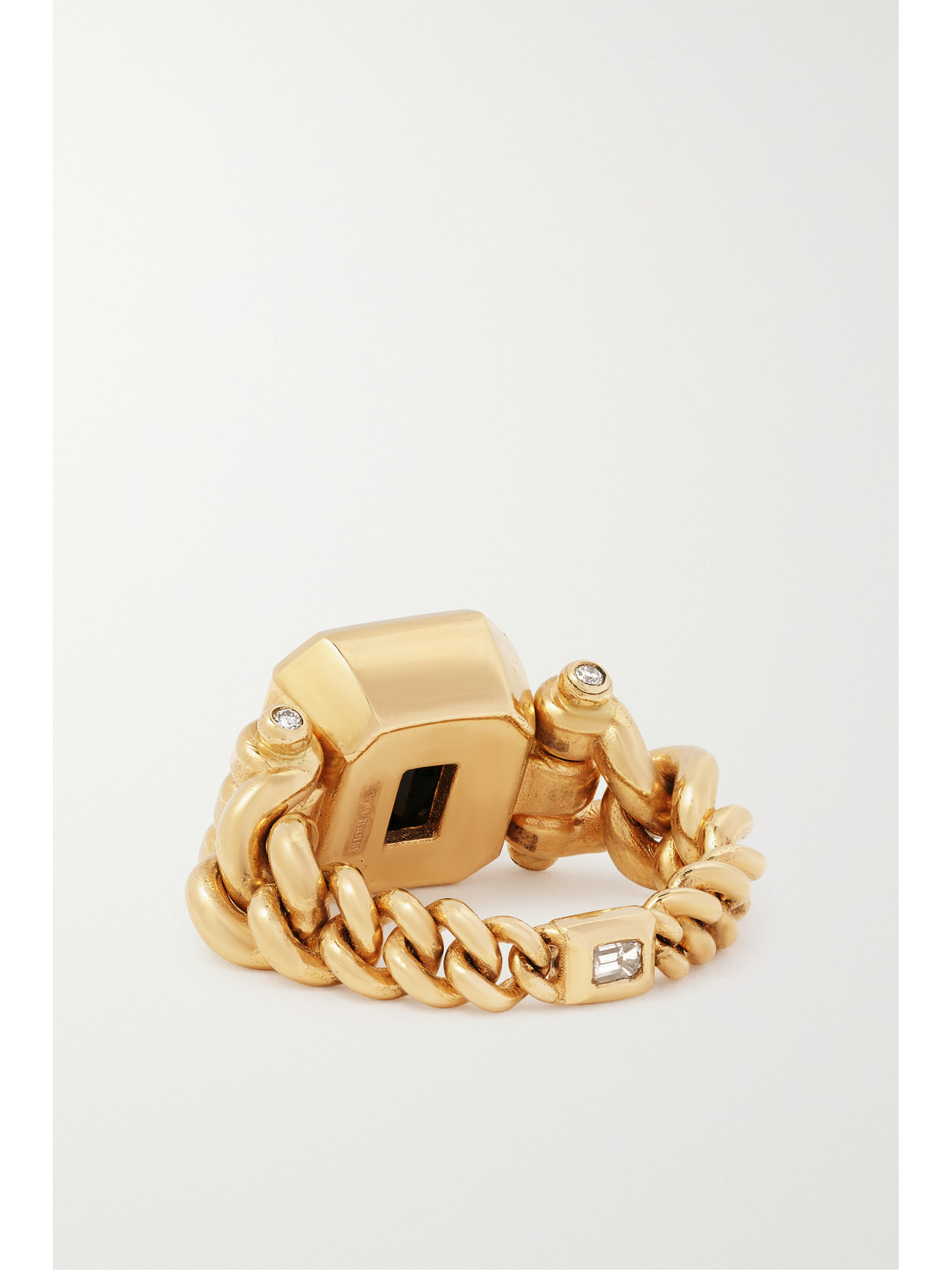 Maor Curb Chain 18-karat Gold Tourmaline Ring In Gold
