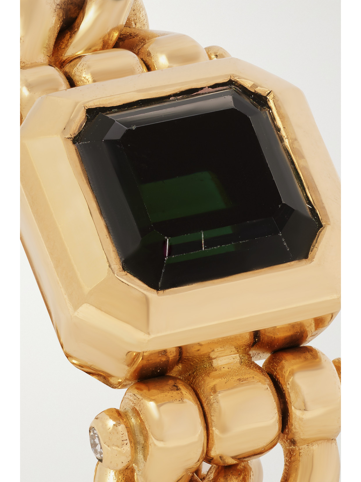 Maor Curb Chain 18-karat Gold Tourmaline Ring In Gold