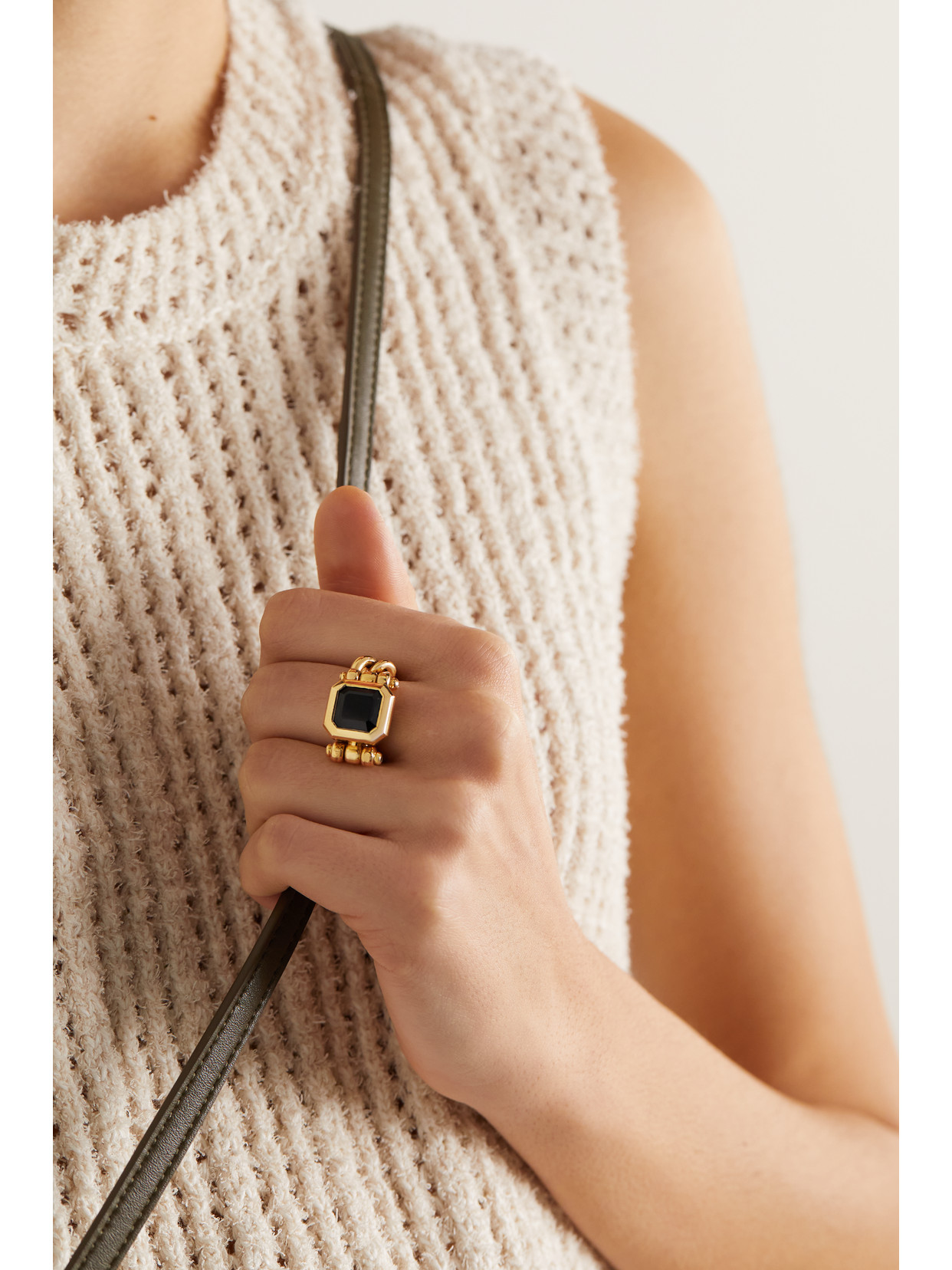 Maor Curb Chain 18-karat Gold Tourmaline Ring In Gold