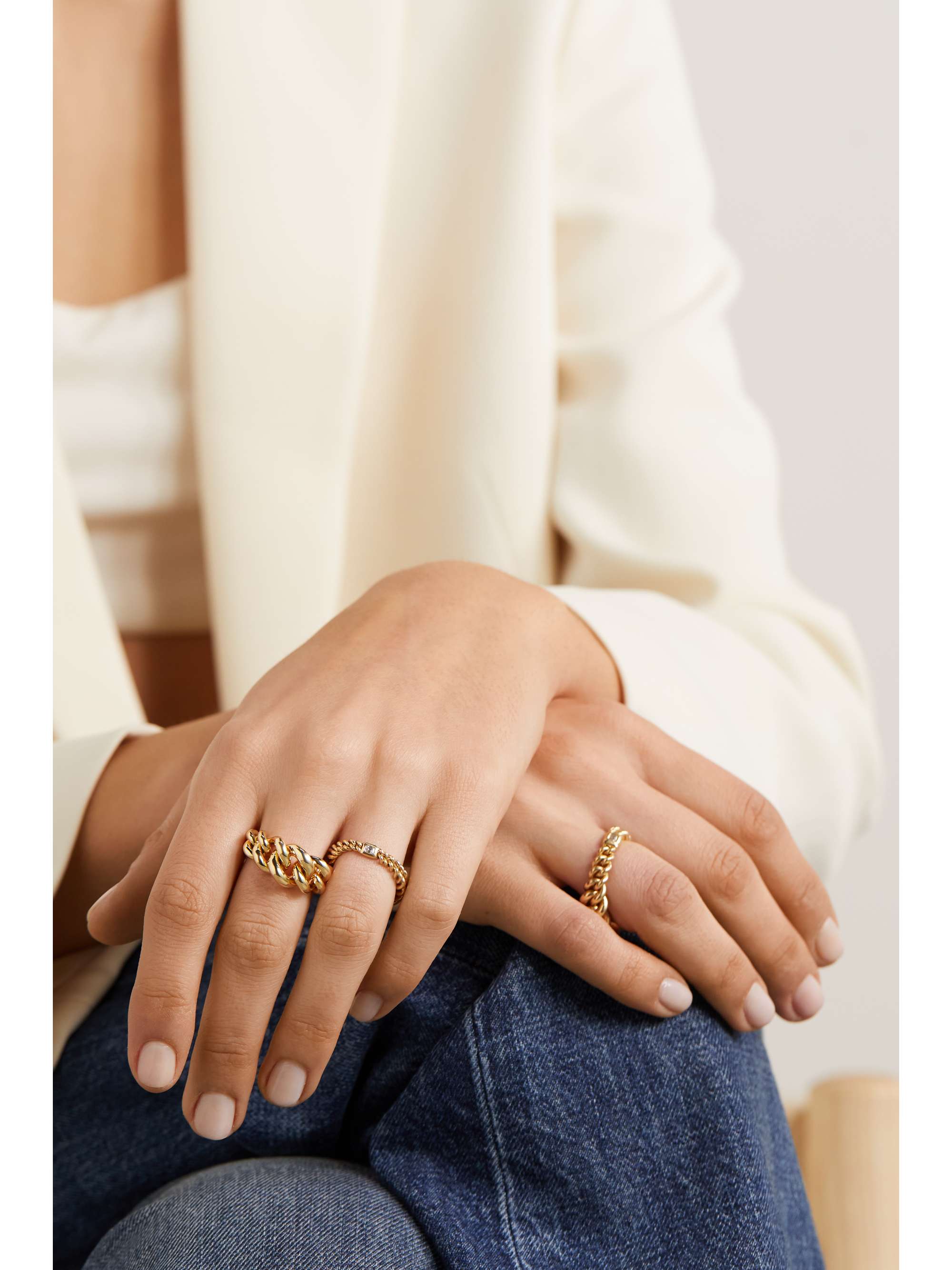 MAOR Curb Chain Ring aus 18 Karat Gold mit Diamant