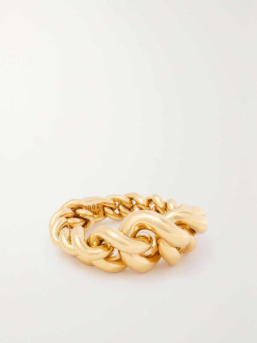 MAOR Curb Chain 18-karat Gold Diamond Ring