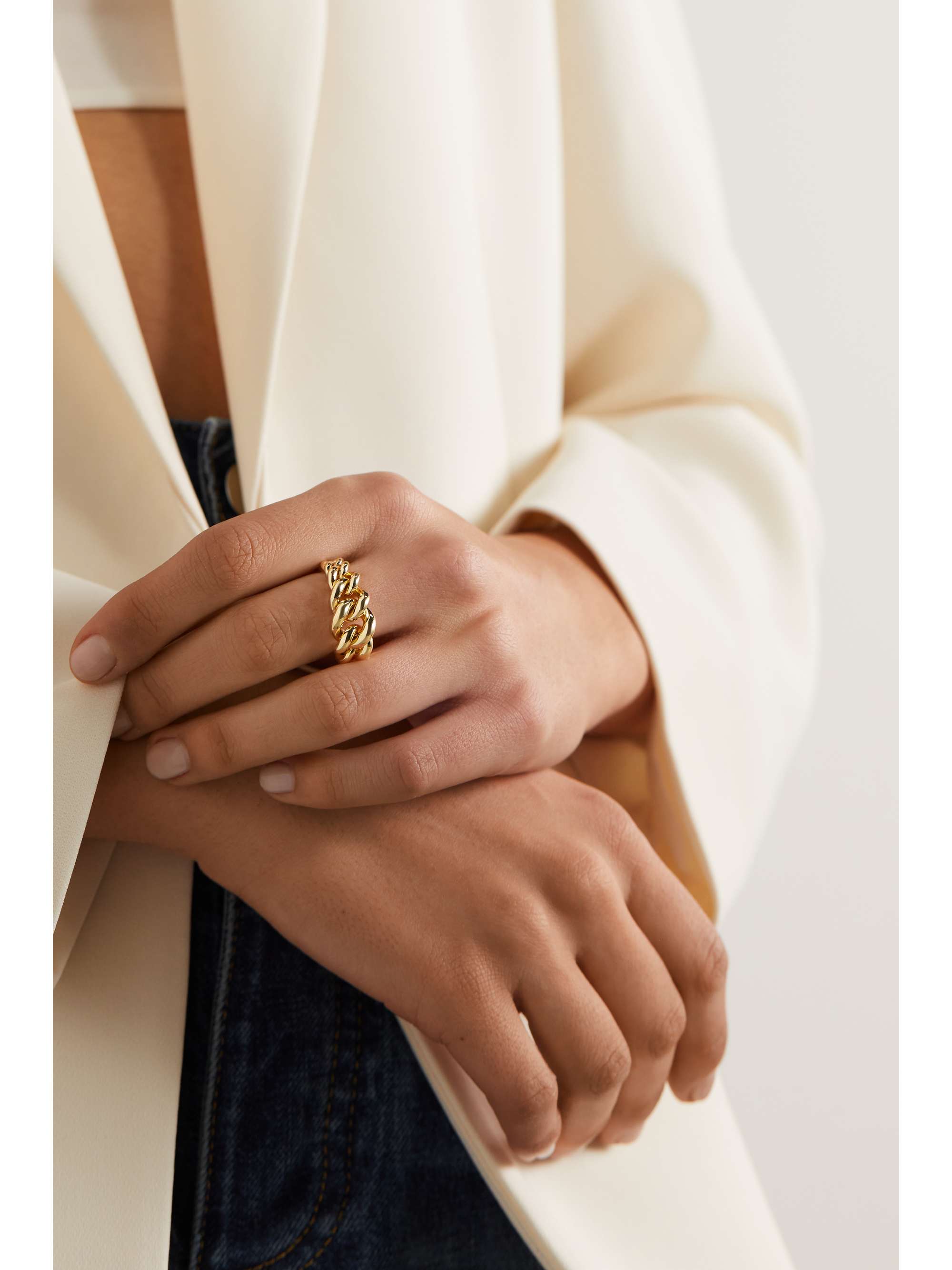 Gold curb chain ring discount
