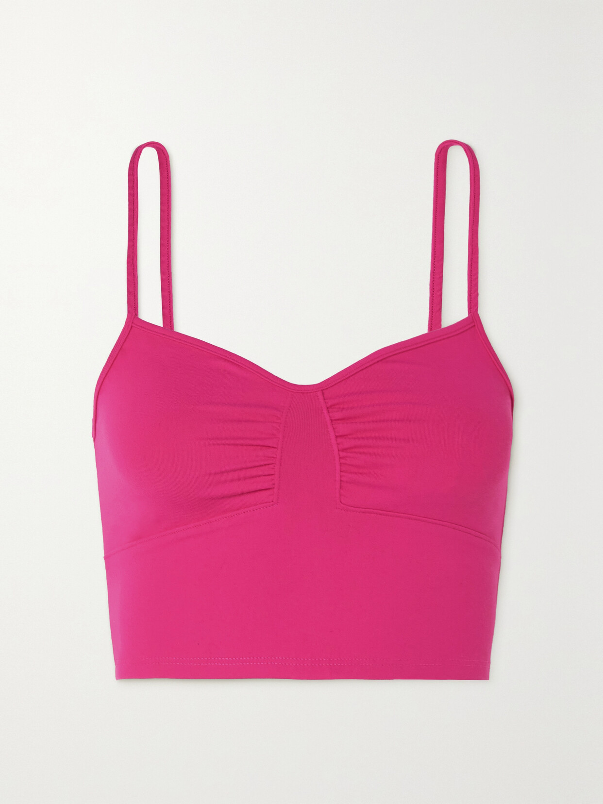 LIVE THE PROCESS Vega Cropped Gathered Stretch-supplex Top - Pink