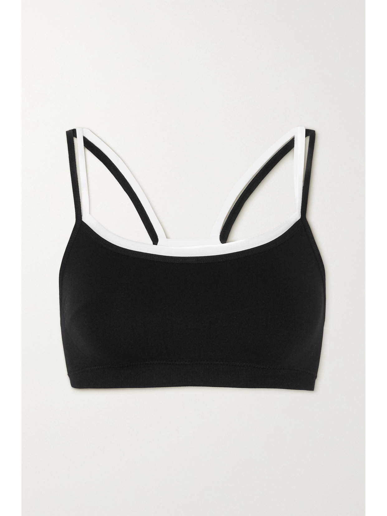 SPLITS59 DOUBLE LOREN LAYERED RIBBED-KNIT SPORTS BRA