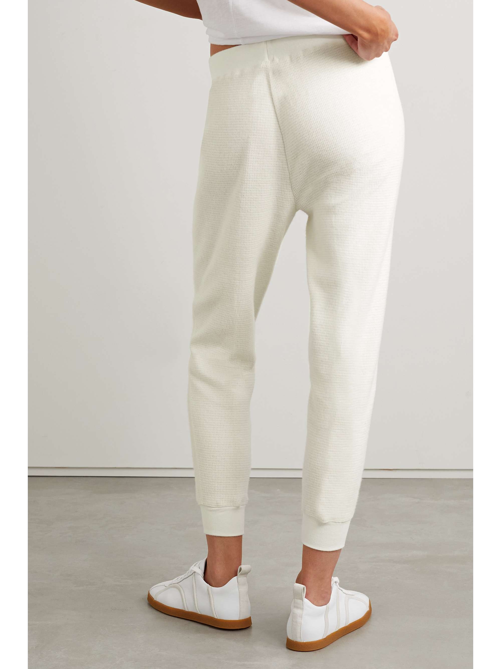 JAMES PERSE Waffle-knit cotton and cashmere-blend tapered track pants