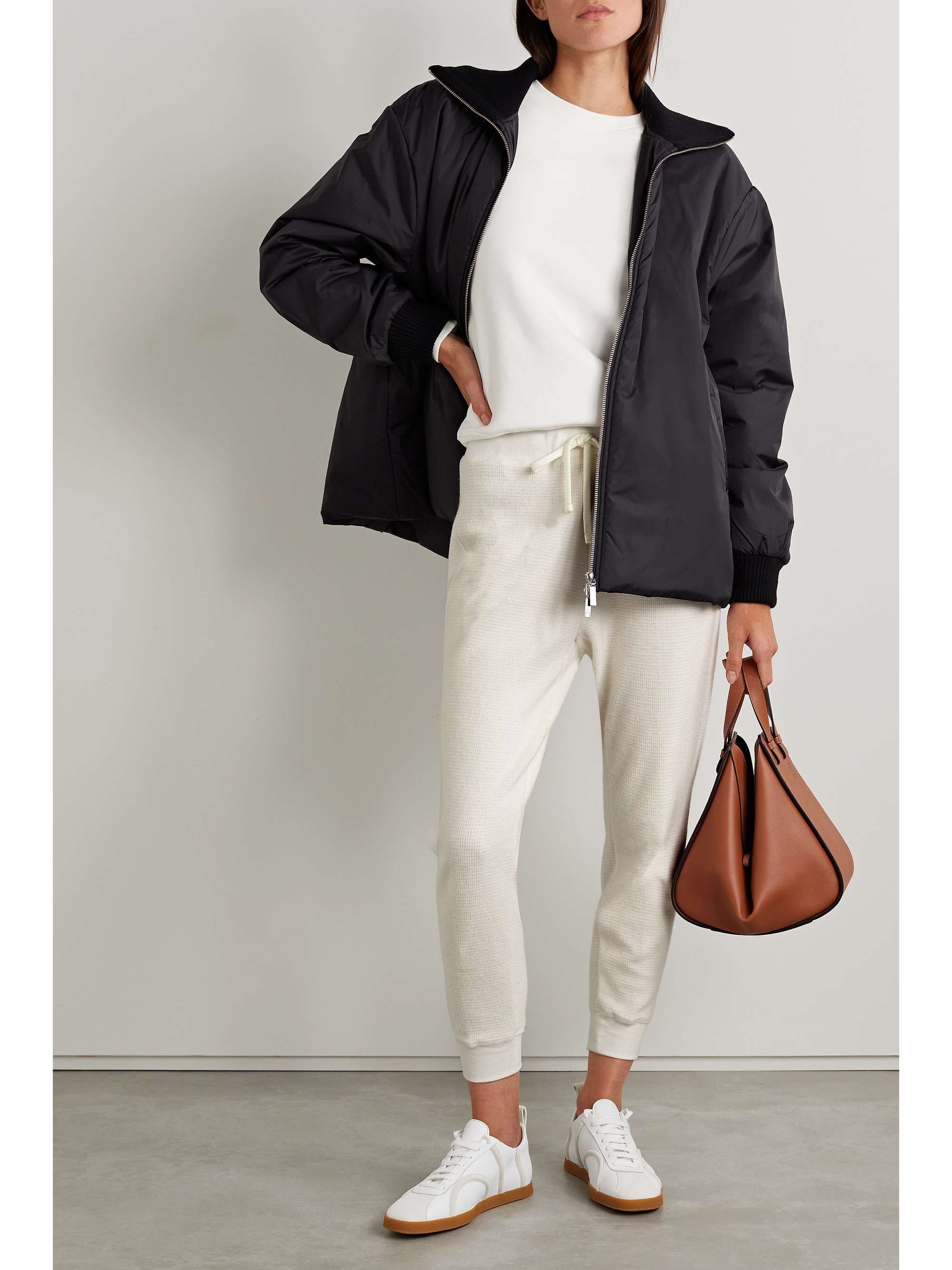 JAMES PERSE Waffle-knit cotton and cashmere-blend tapered track pants