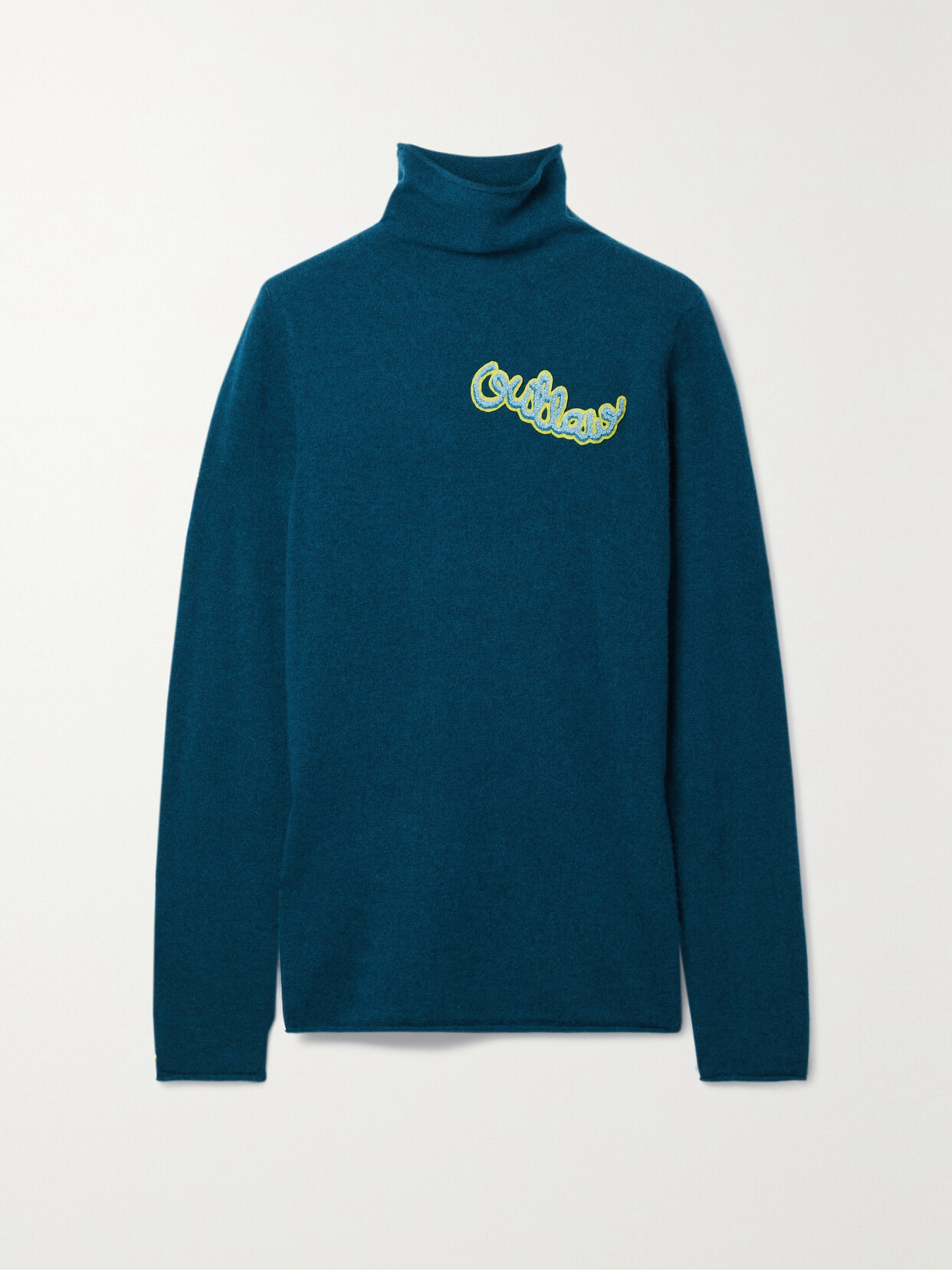 Lingua Franca - Outlaw Appliquéd Cashmere Turtleneck Sweater - Blue