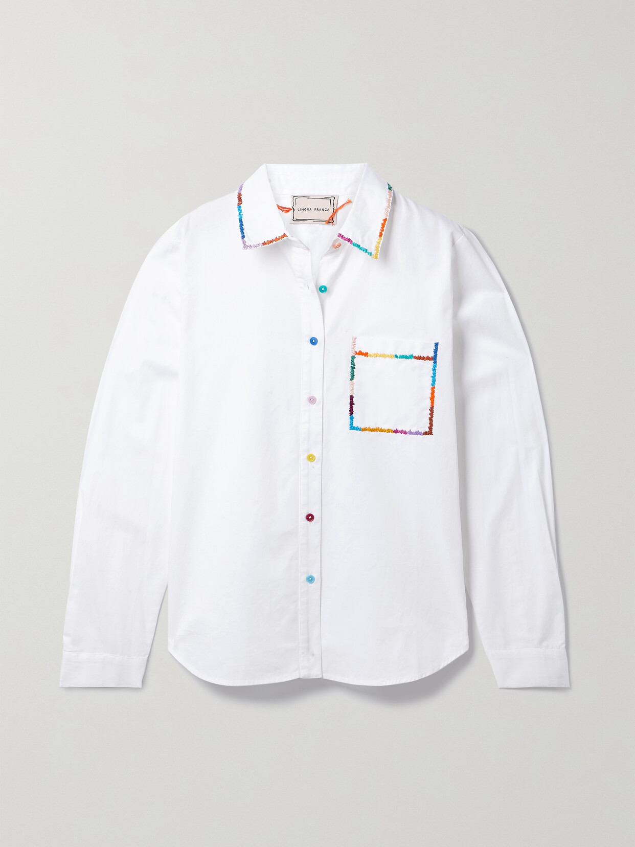 Lingua Franca - Outlaw Embroidered Cotton-poplin Shirt - White