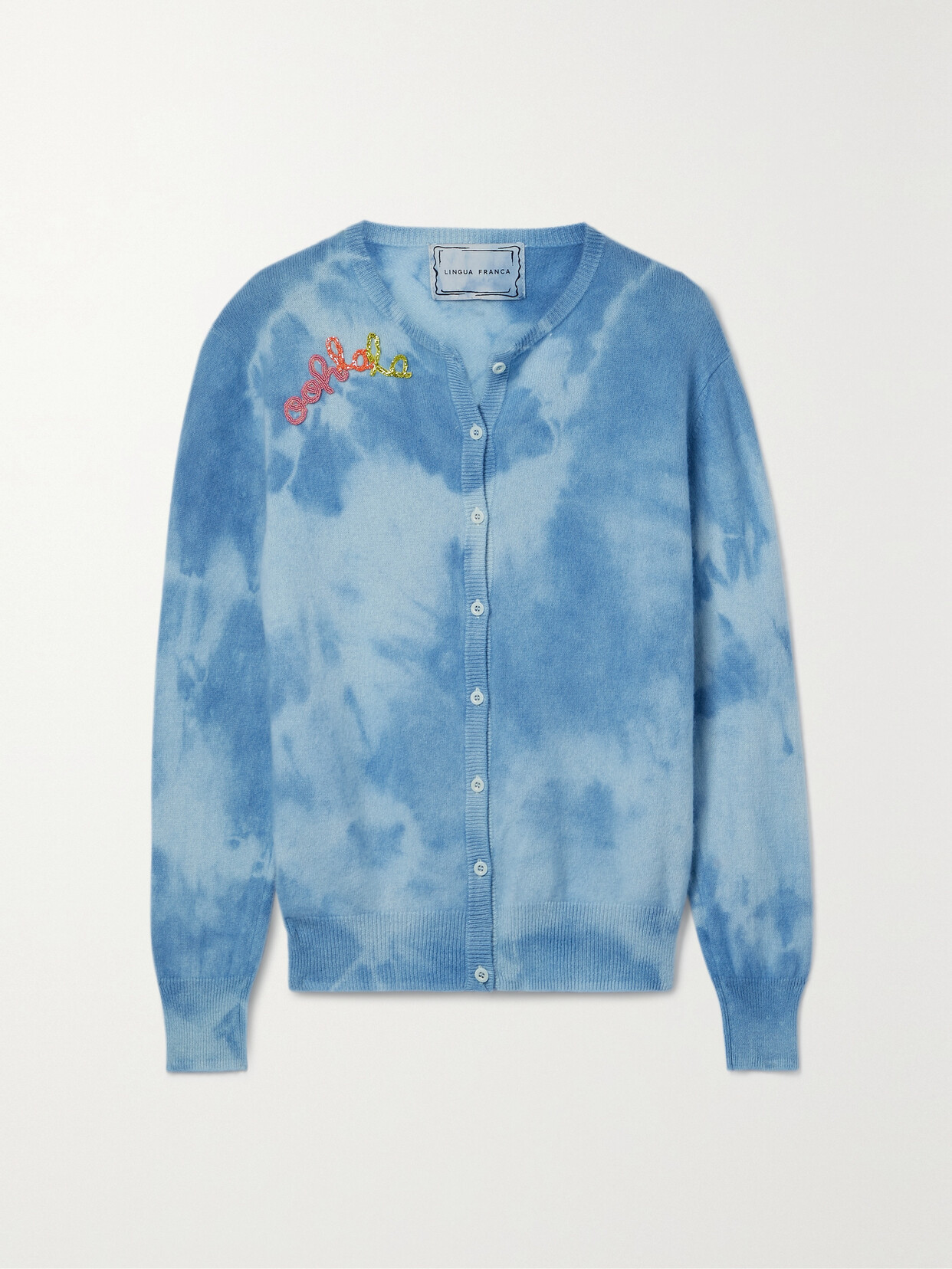 Lingua Franca - Ooh La La Bead-embellished Tie-dyed Cashmere Cardigan - Blue