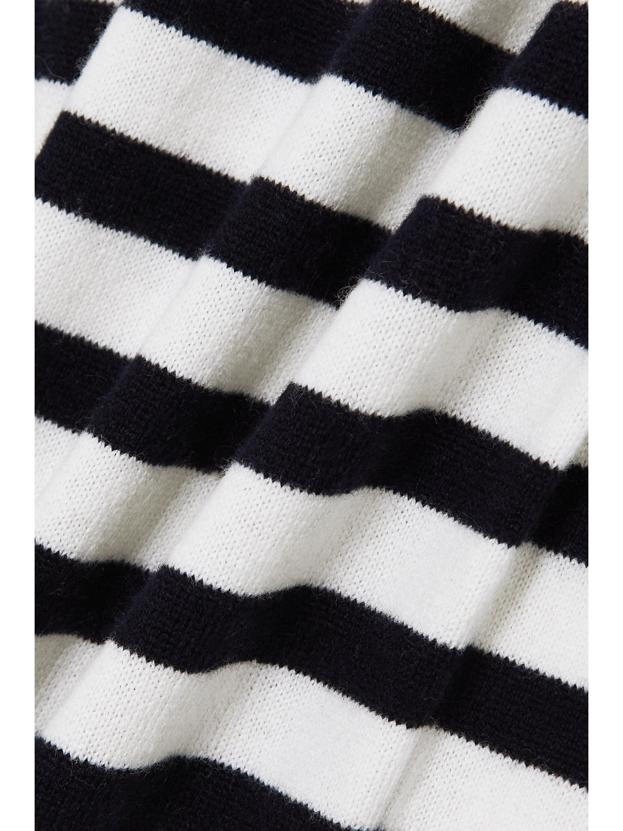 ALLUDE STRIPED WOOL AND CASHMERE-BLEND MIDI DRESS