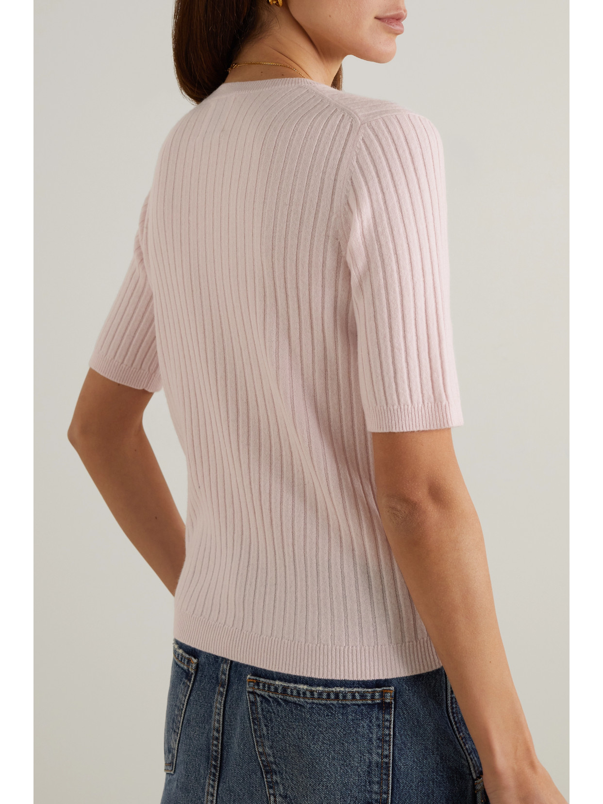 Allude Ribbed Cashmere Top In Pink