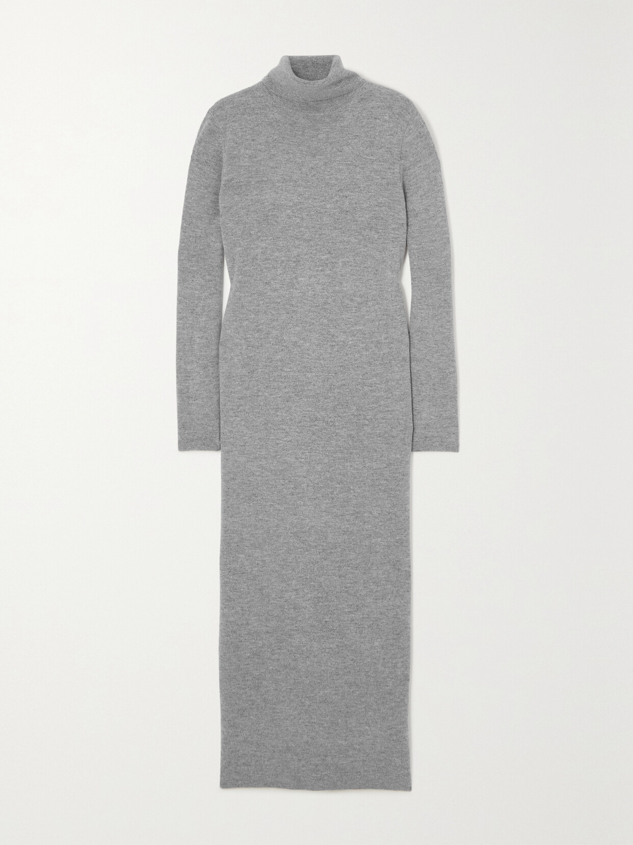 Allude Wool And Cashmere-blend Turtleneck Midi Dress In Gray