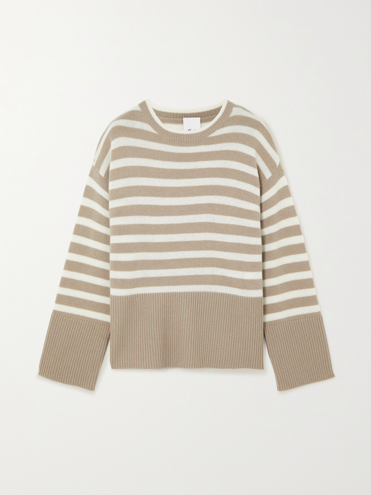 Allude Striped Wool And Cashmere-blend Sweater In Beige