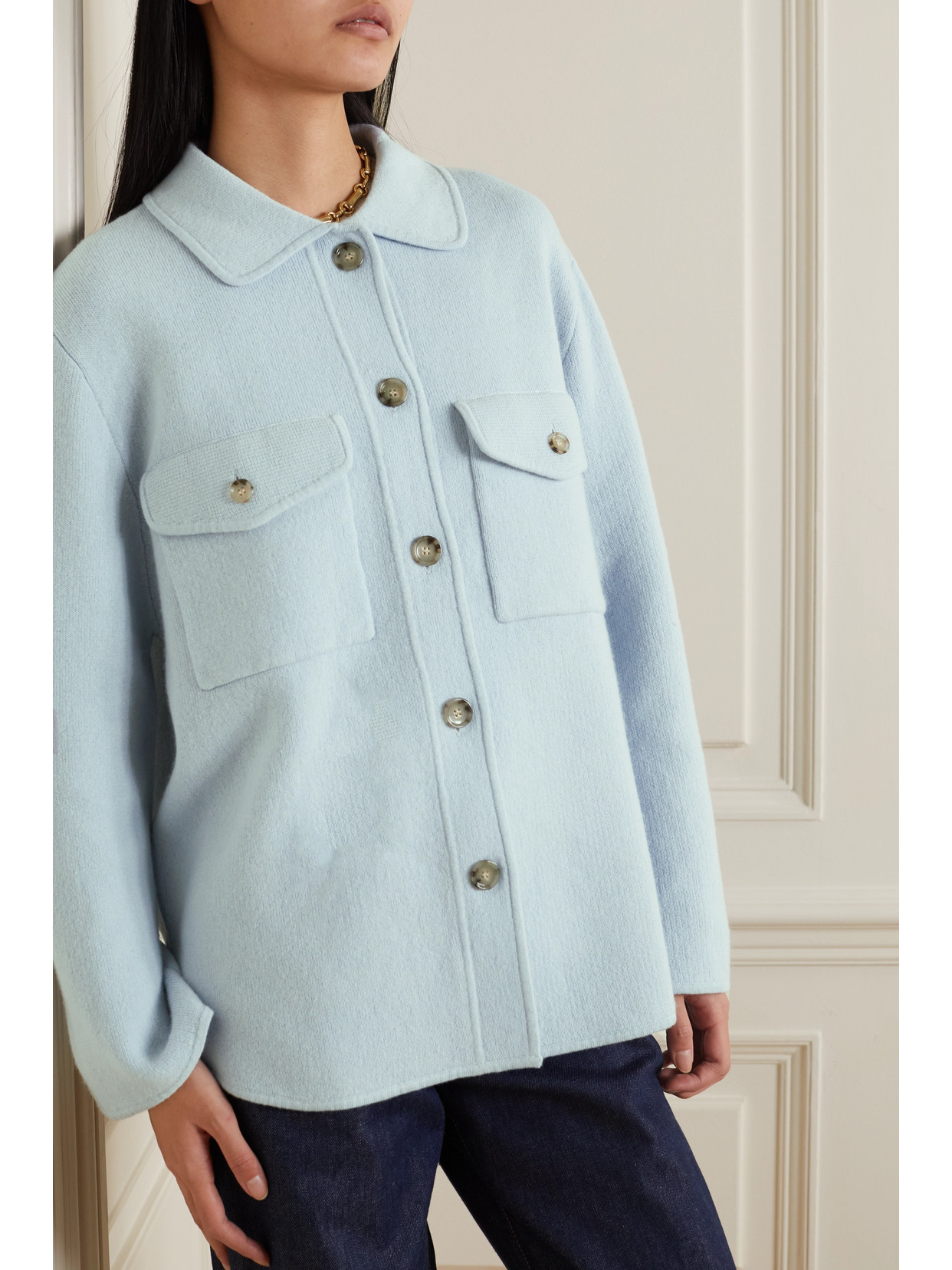 Allude Wool And Cashmere-blend Jacket In Blue