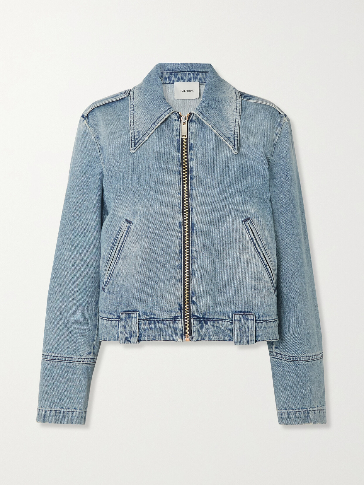 Halfboy Denim Biker Jacket In Blue