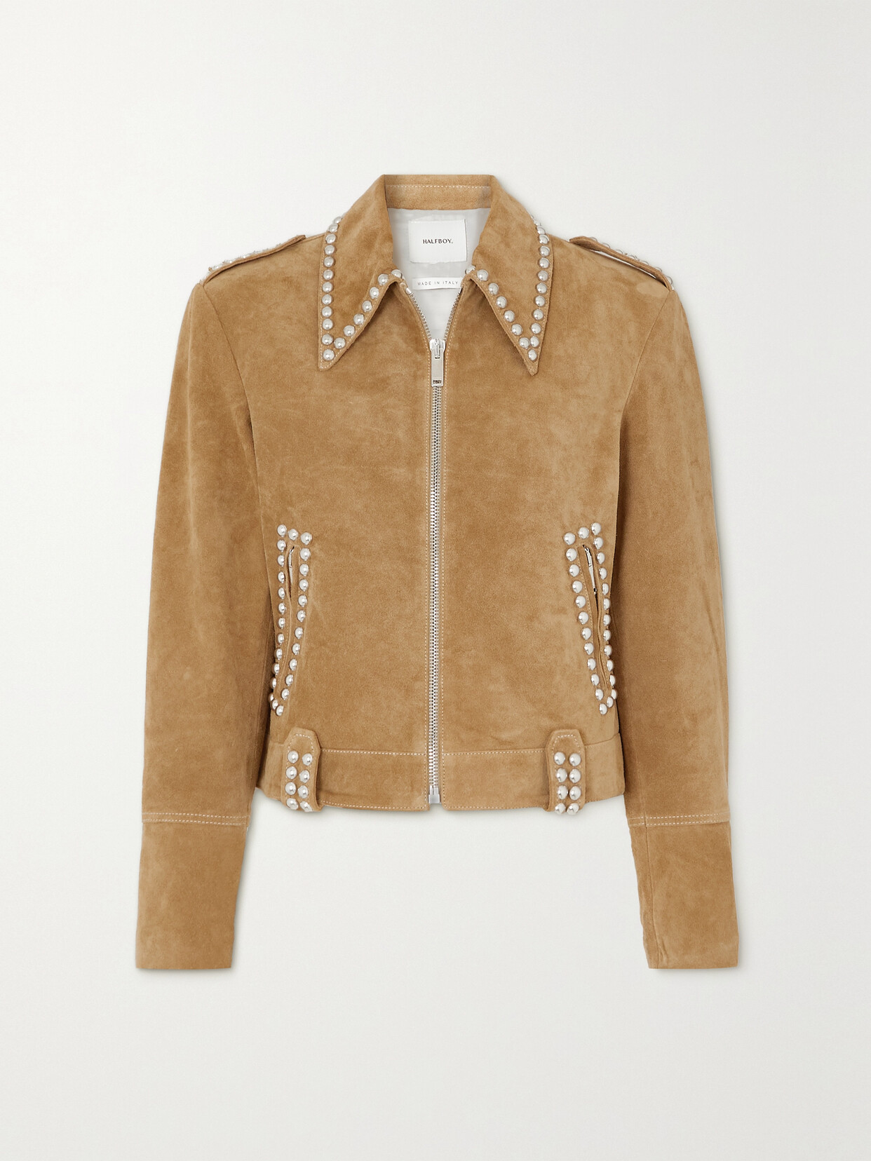 HALFBOY - Studded Suede Jacket - Brown