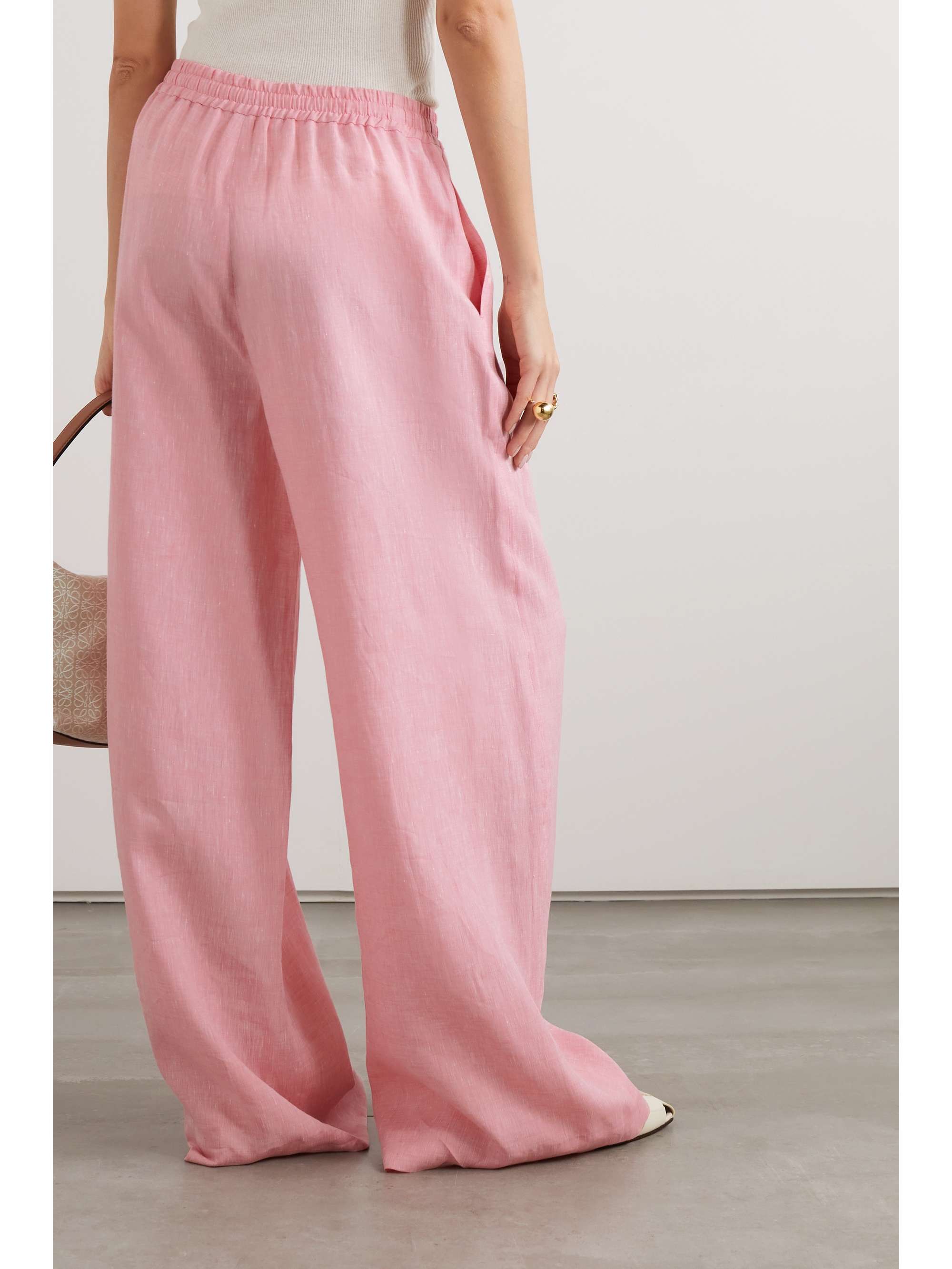 LORO PIANA Linen drawstring wideleg pants NETAPORTER