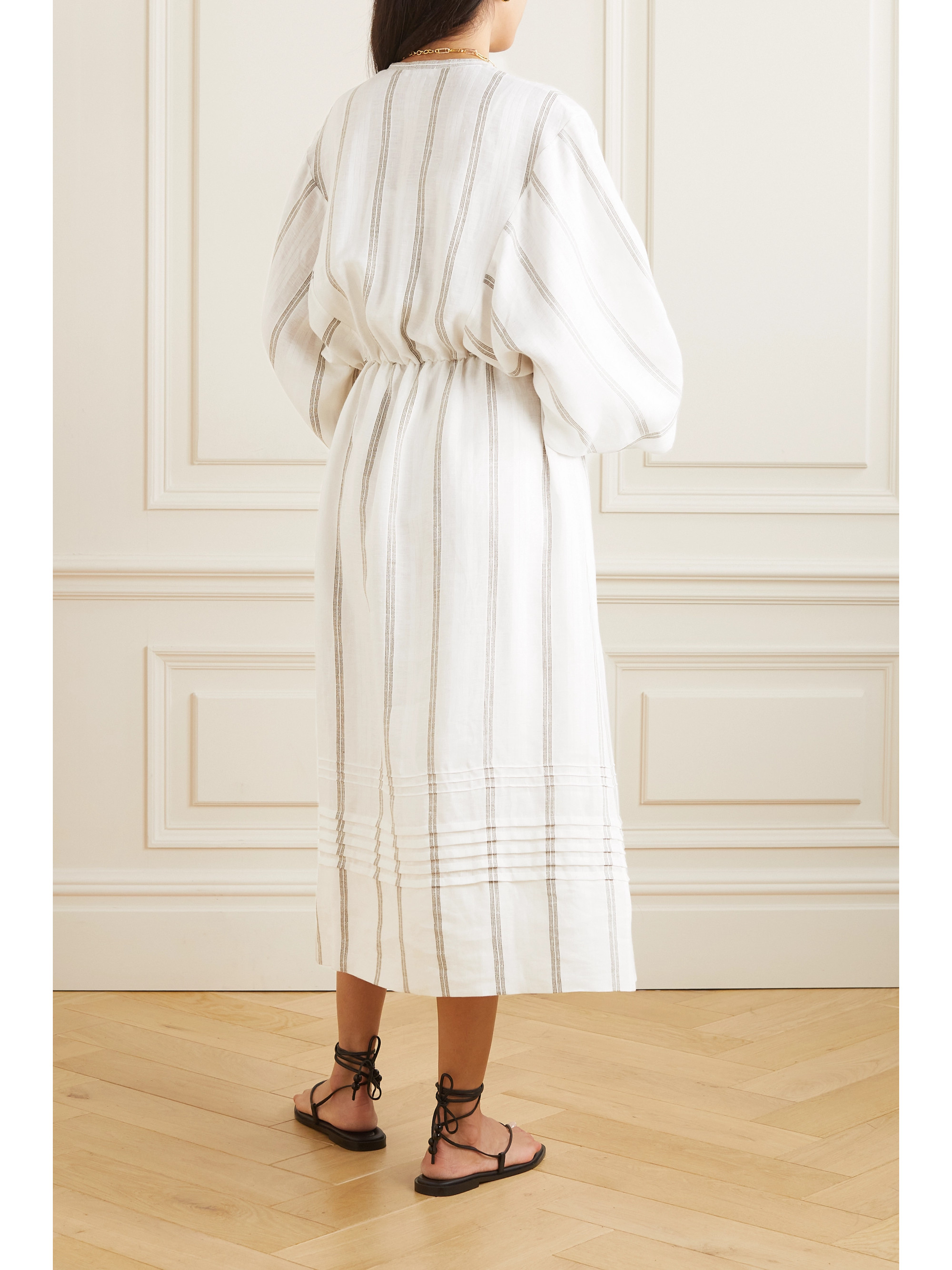 Loro Piana - Henrietta striped linen midi dress | Plush