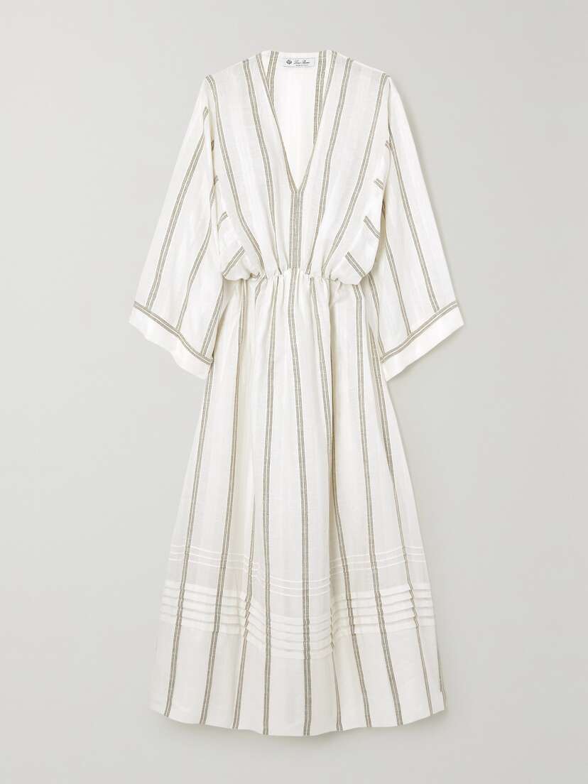 Loro Piana Henrietta Striped Linen Midi Dress