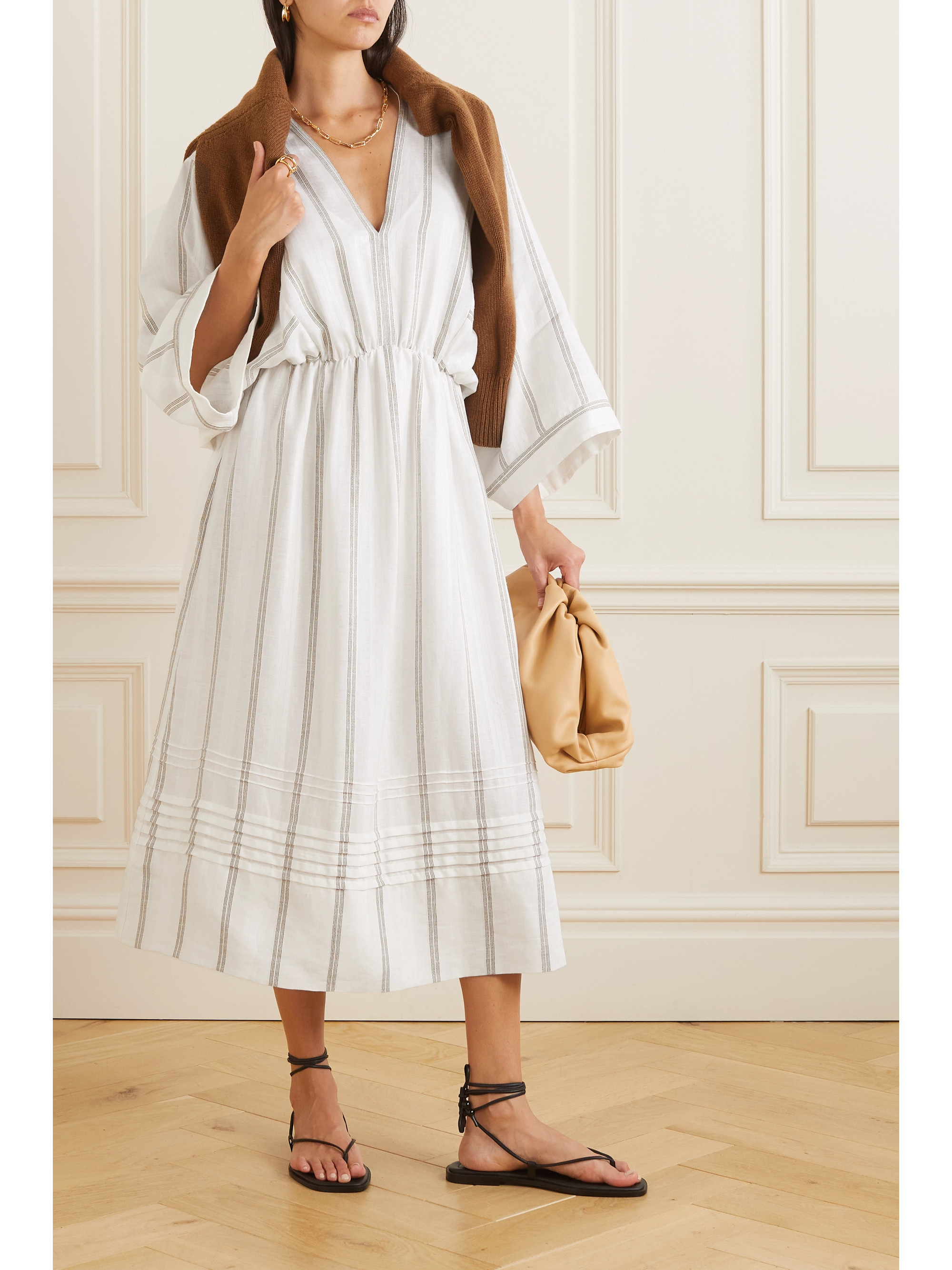 Loro Piana - Henrietta striped linen midi dress | Plush