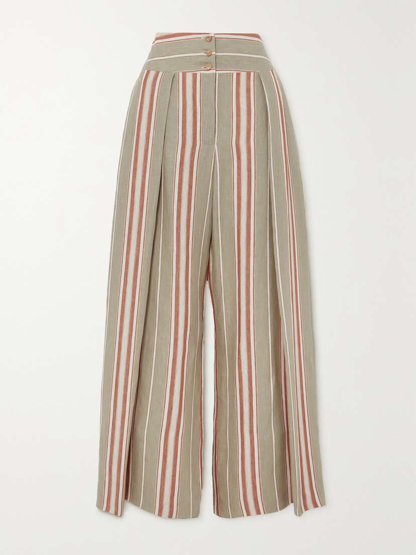 Loro Piana Notan Striped Linen Wide-leg Pants