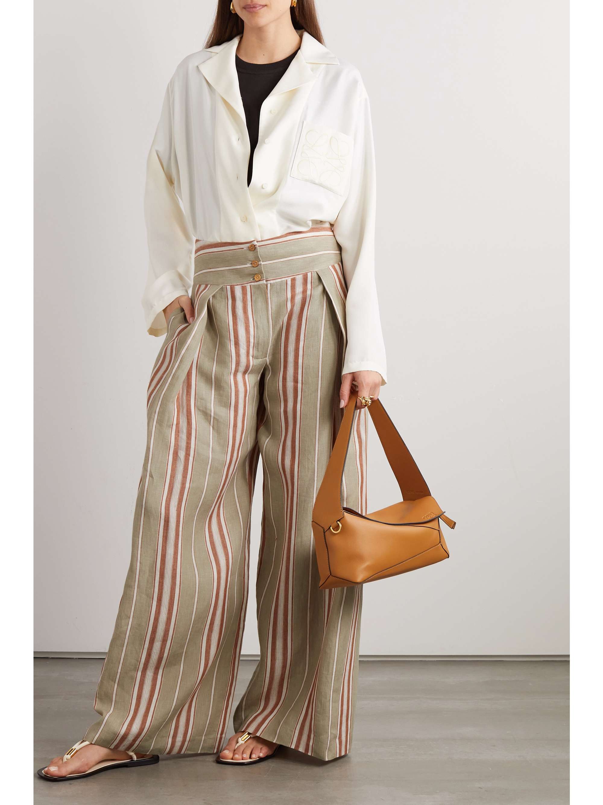 LORO PIANA Notan striped linen wide-leg pants | NET-A-PORTER